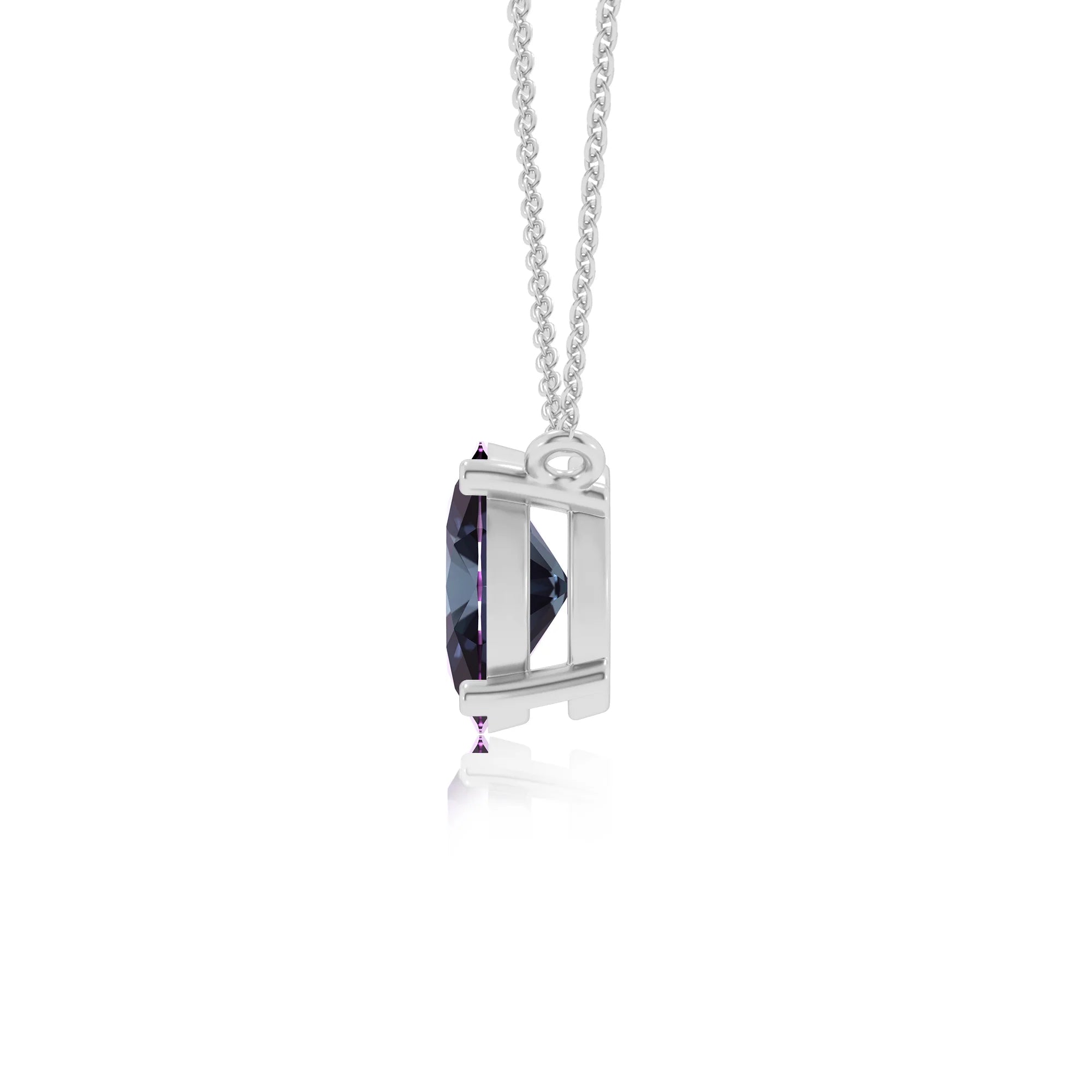 lab grown alexandrite oval solitaire necklaces in platinum