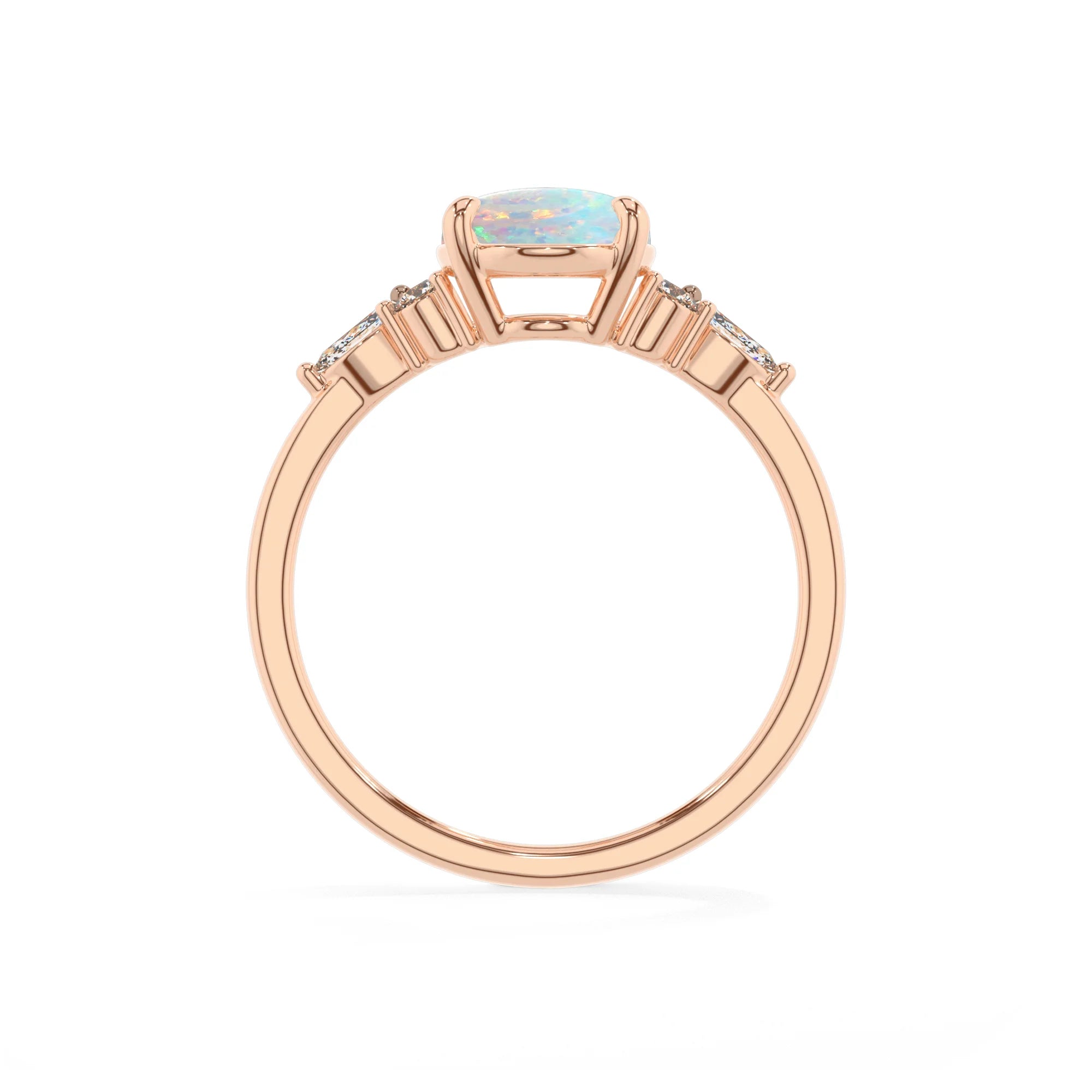 lab grown opal oval solitaire rings in rose gold