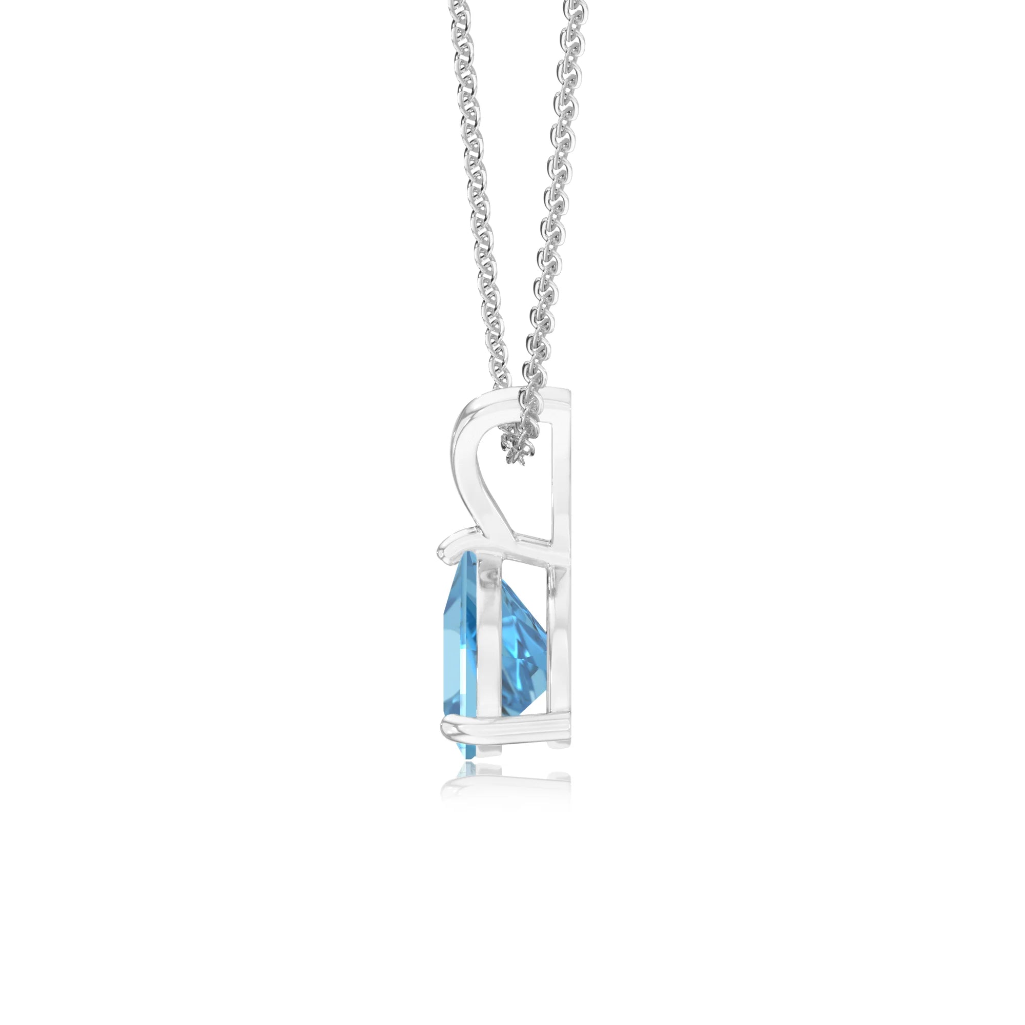 natural swiss-blue-topaz trillion solitaire v-bale necklaces in white gold