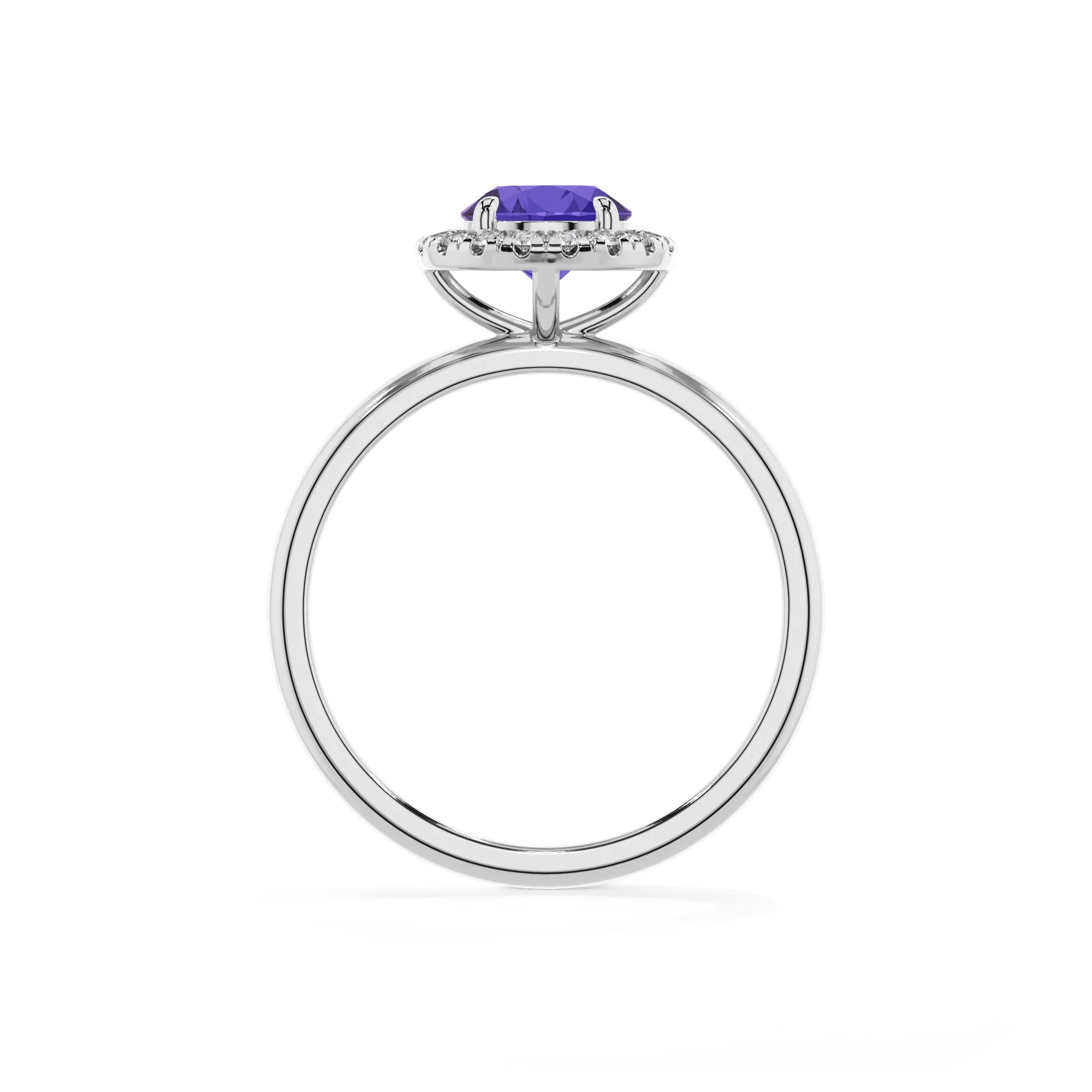 lab grown tanzanite round solitaire rings in white gold