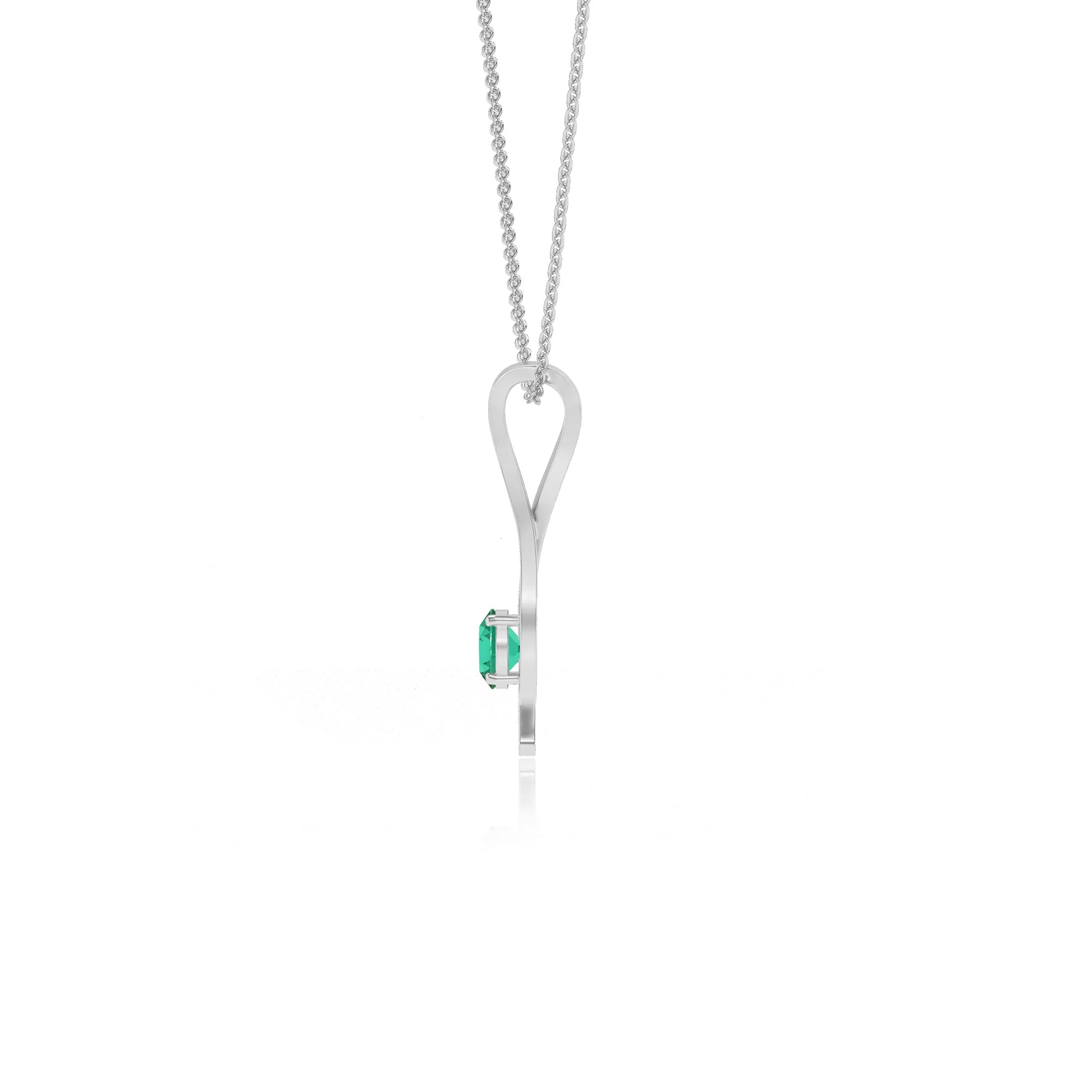 lab grown emerald round solitaire necklaces in platinum