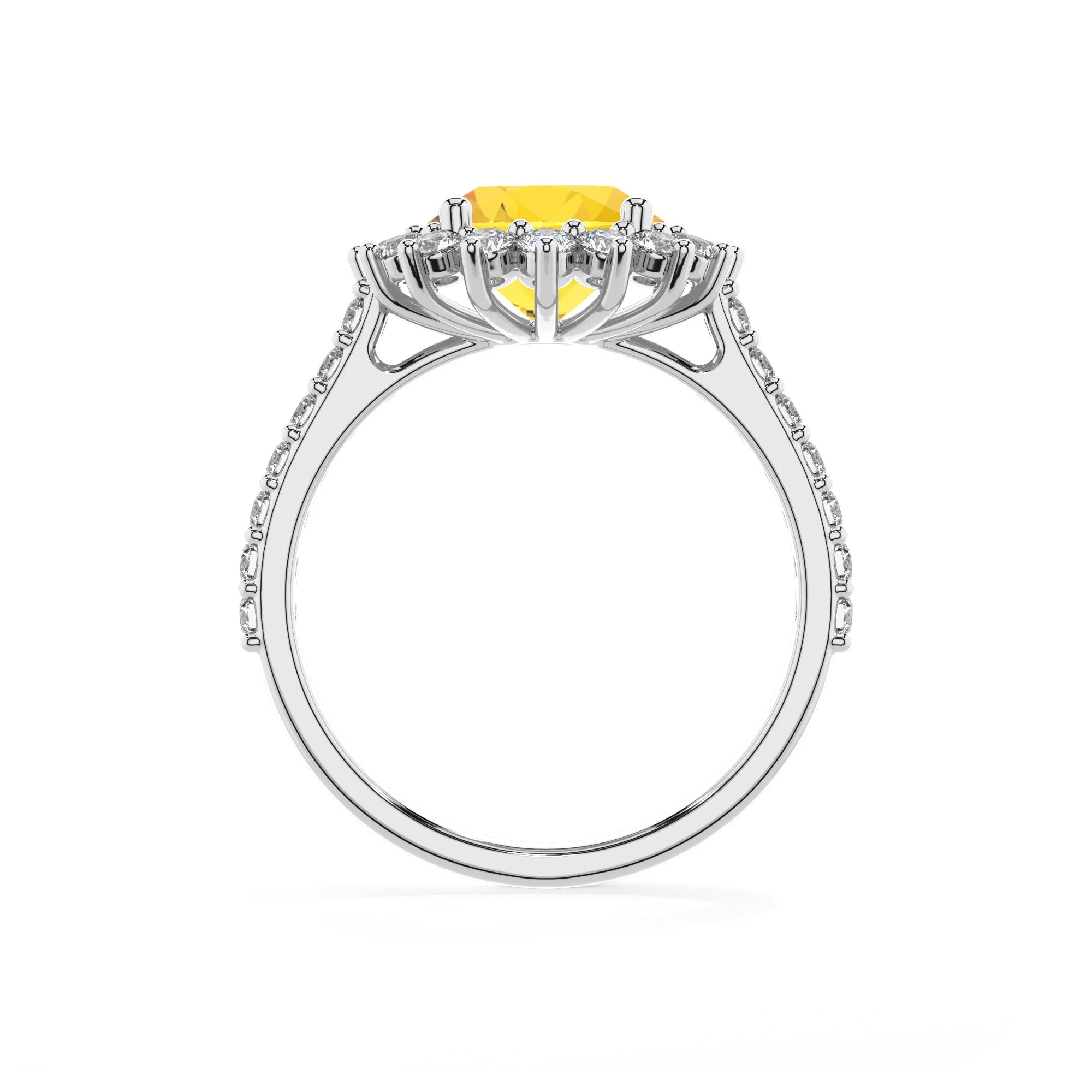 lab grown yellow-sapphire round solitaire rings in sterling silver