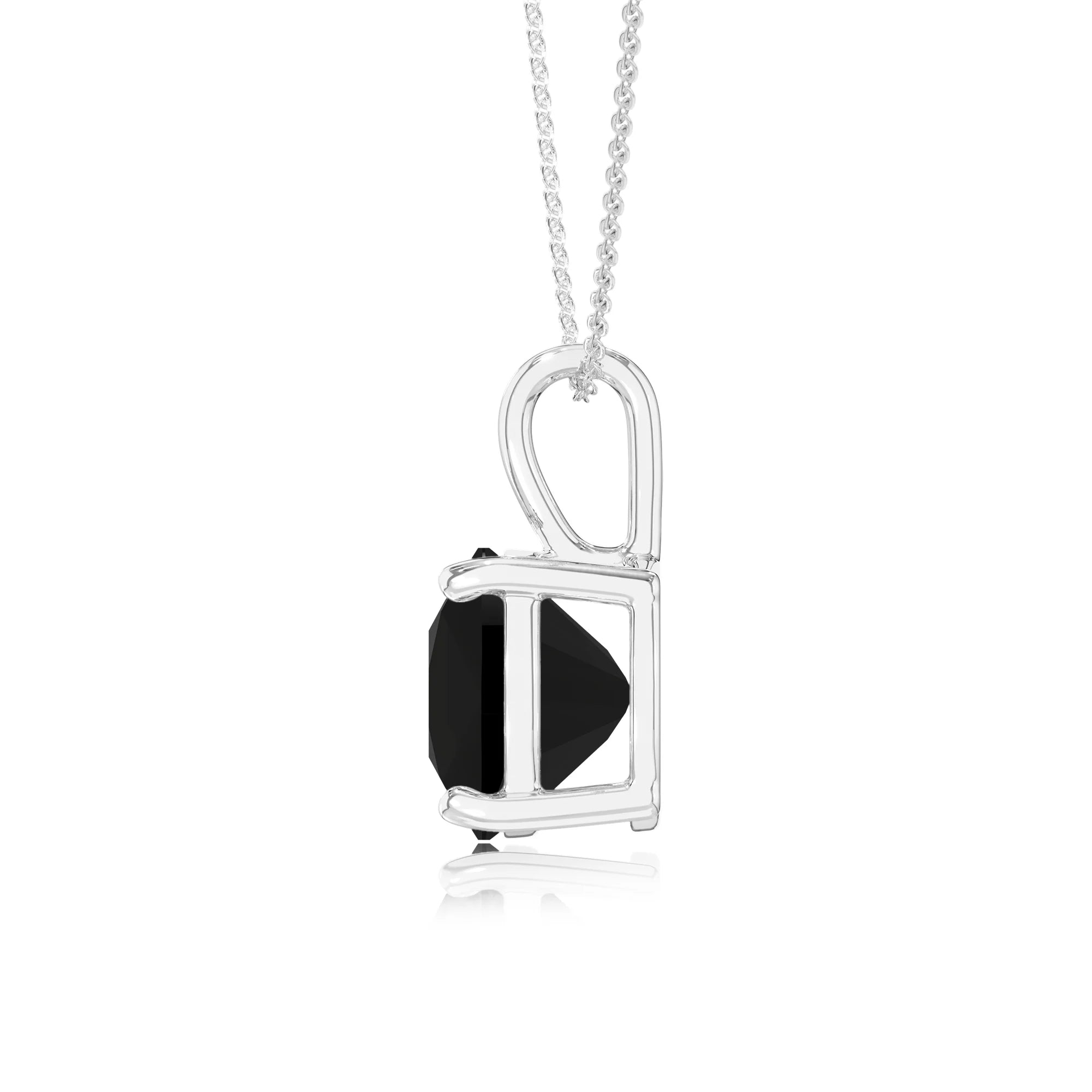 natural black-onyx cushion solitaire necklaces in white gold