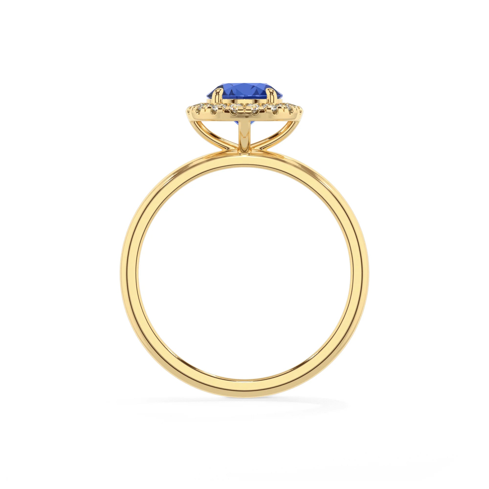 lab grown blue-sapphire round solitaire rings in yellow gold