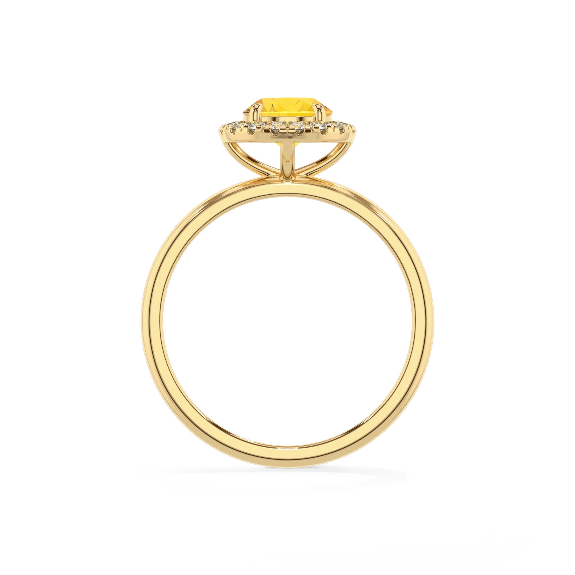 lab grown yellow-sapphire round solitaire rings in yellow gold