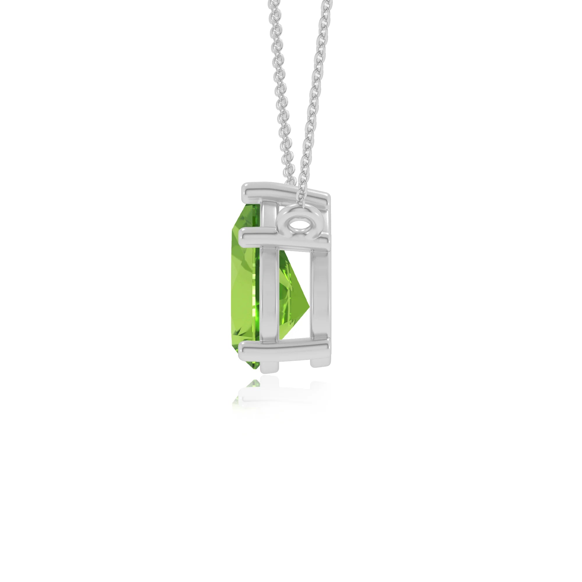 natural peridot pear solitaire necklaces in white gold