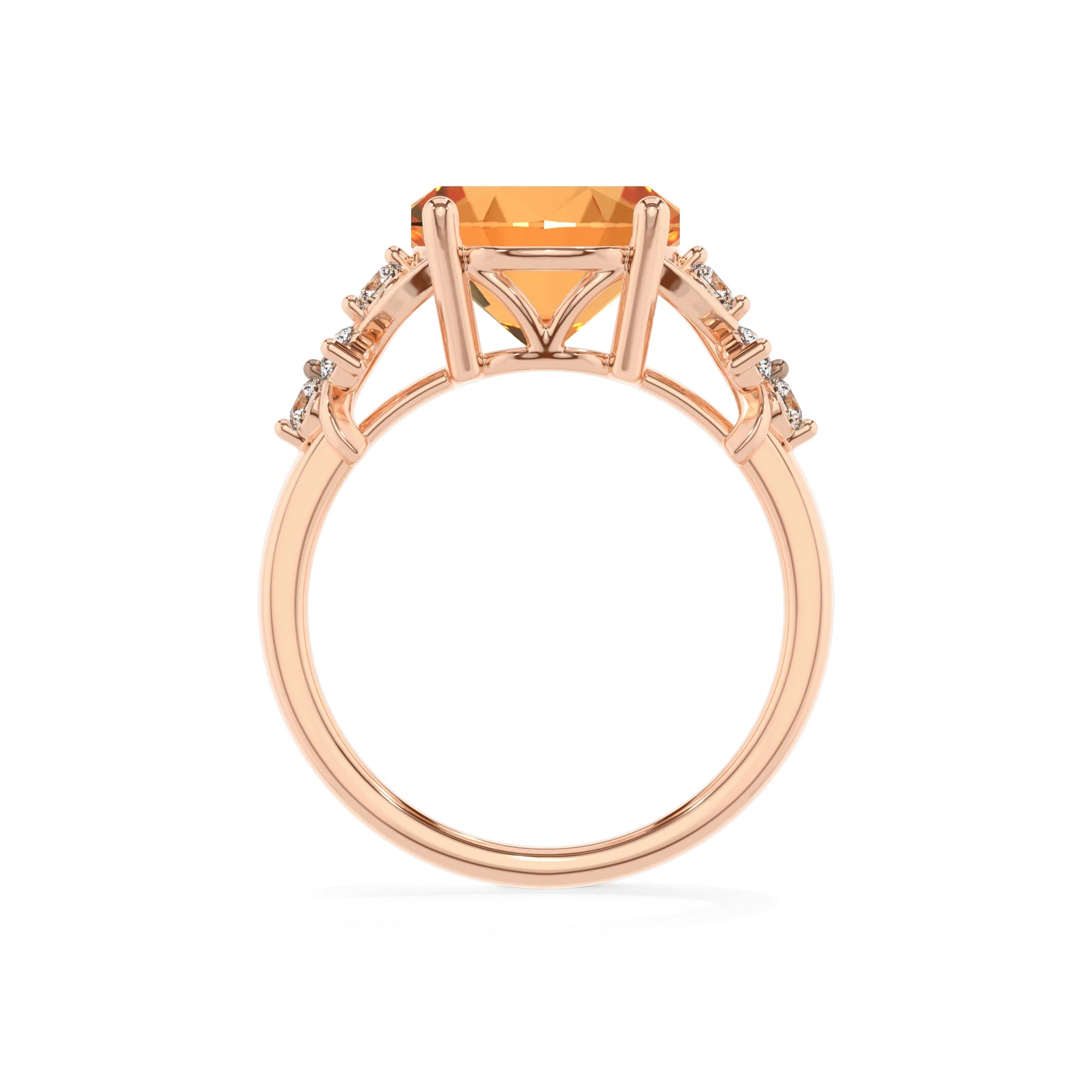 lab grown citrine round solitaire rings in rose gold