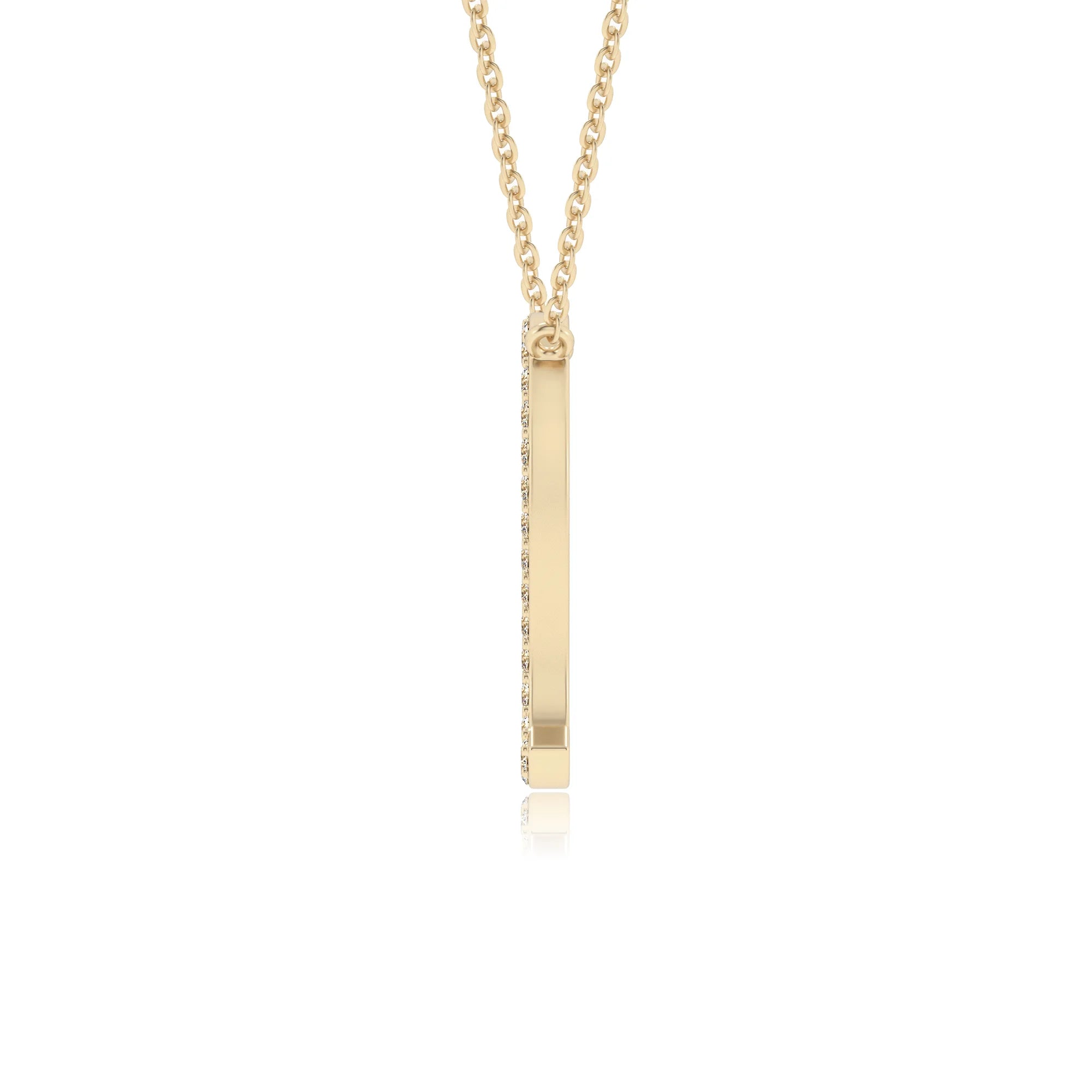 lab grown moissanite round necklaces in yellow gold