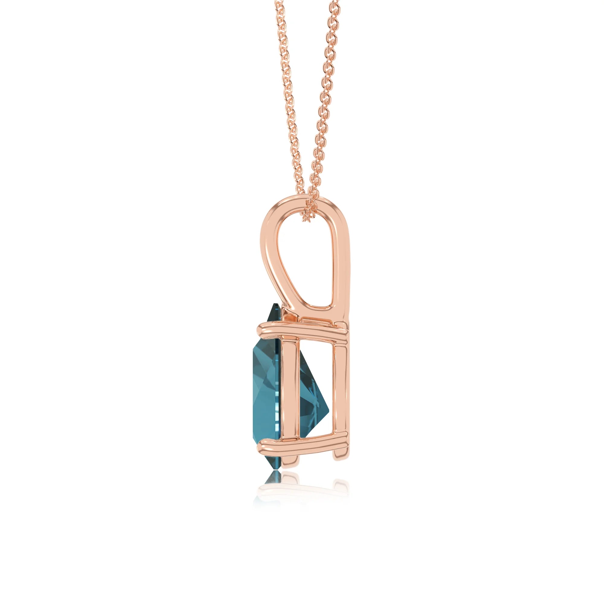 natural london-blue-topaz pear solitaire necklaces in rose gold