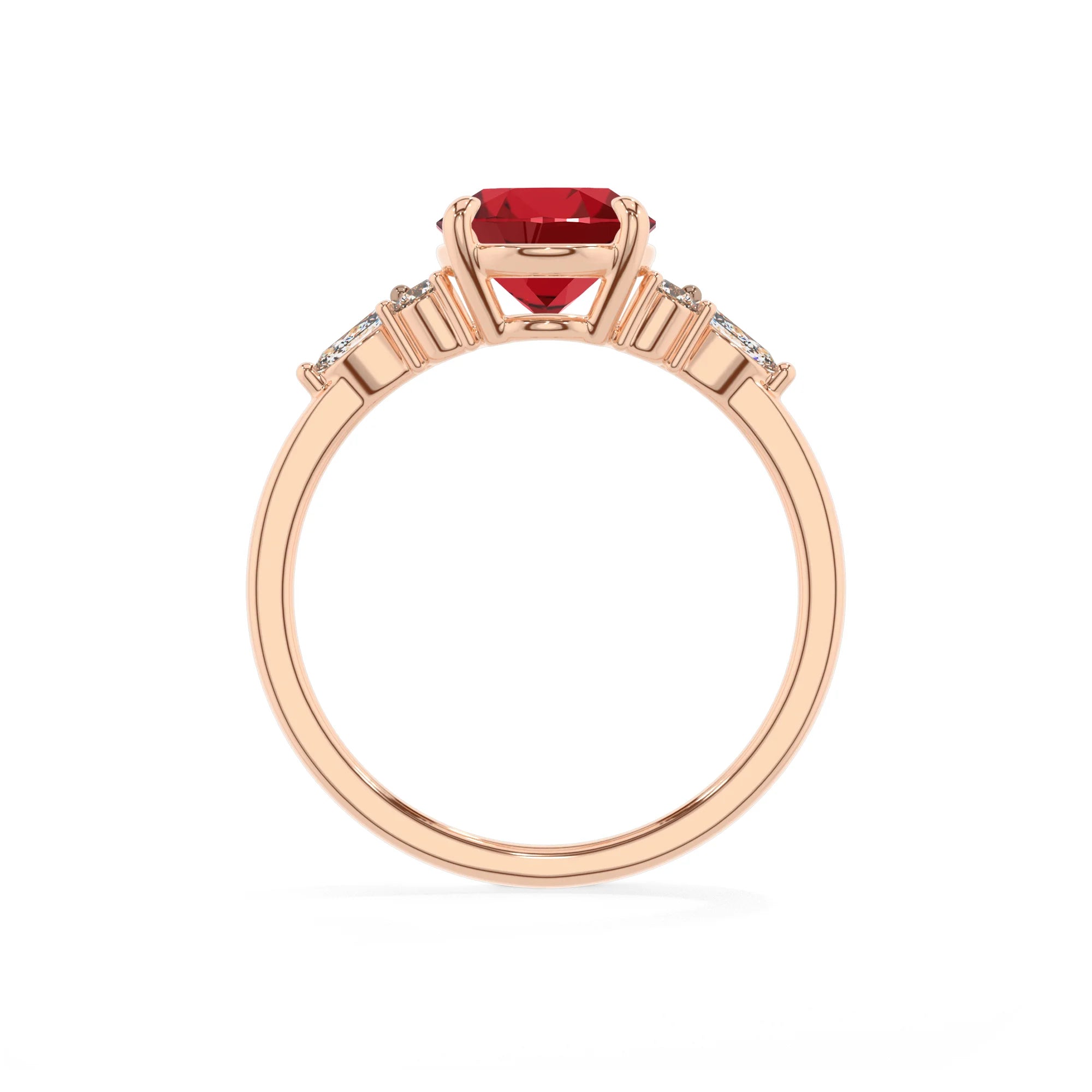 lab grown ruby oval solitaire rings in rose gold