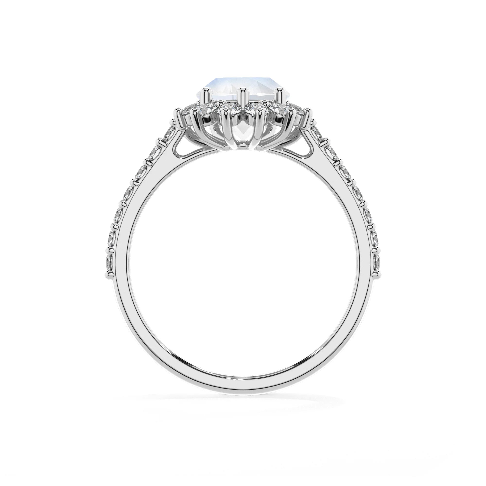 natural rainbow-moonstone pear solitaire rings in platinum