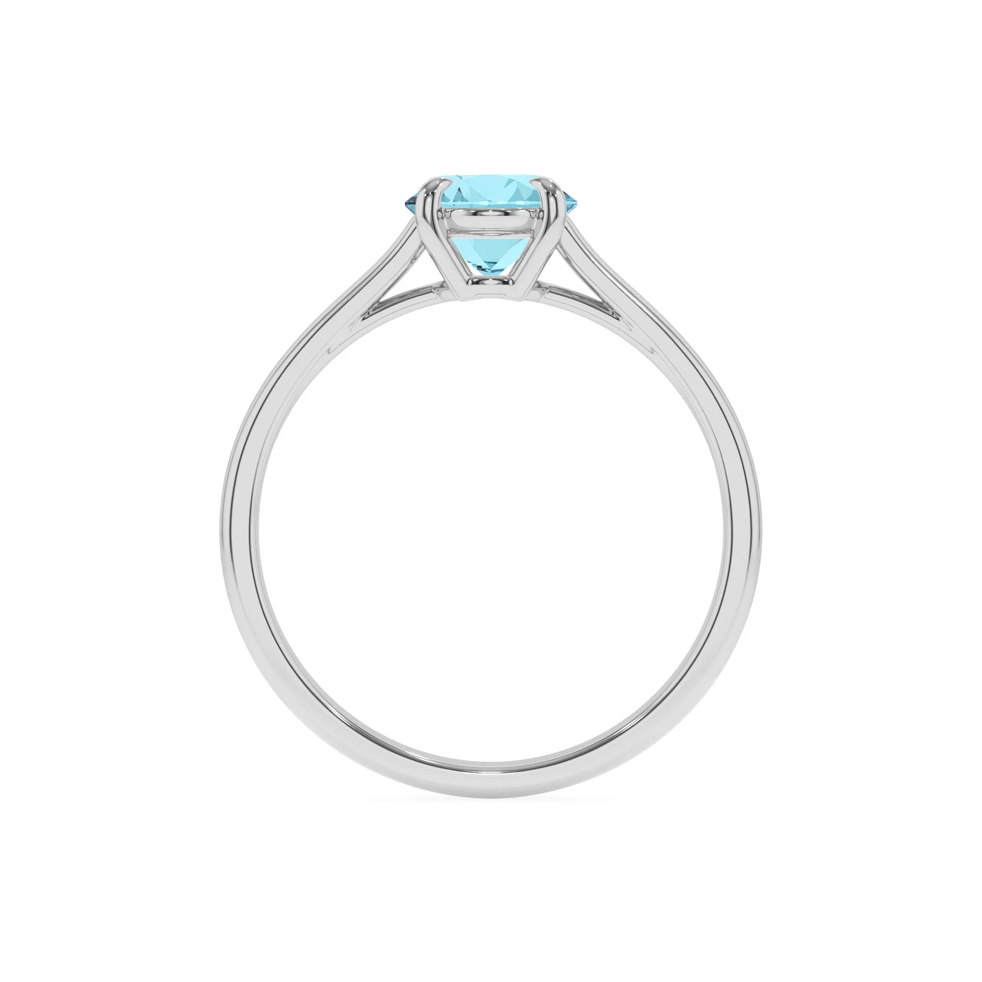 lab grown aquamarine oval solitaire rings in sterling silver