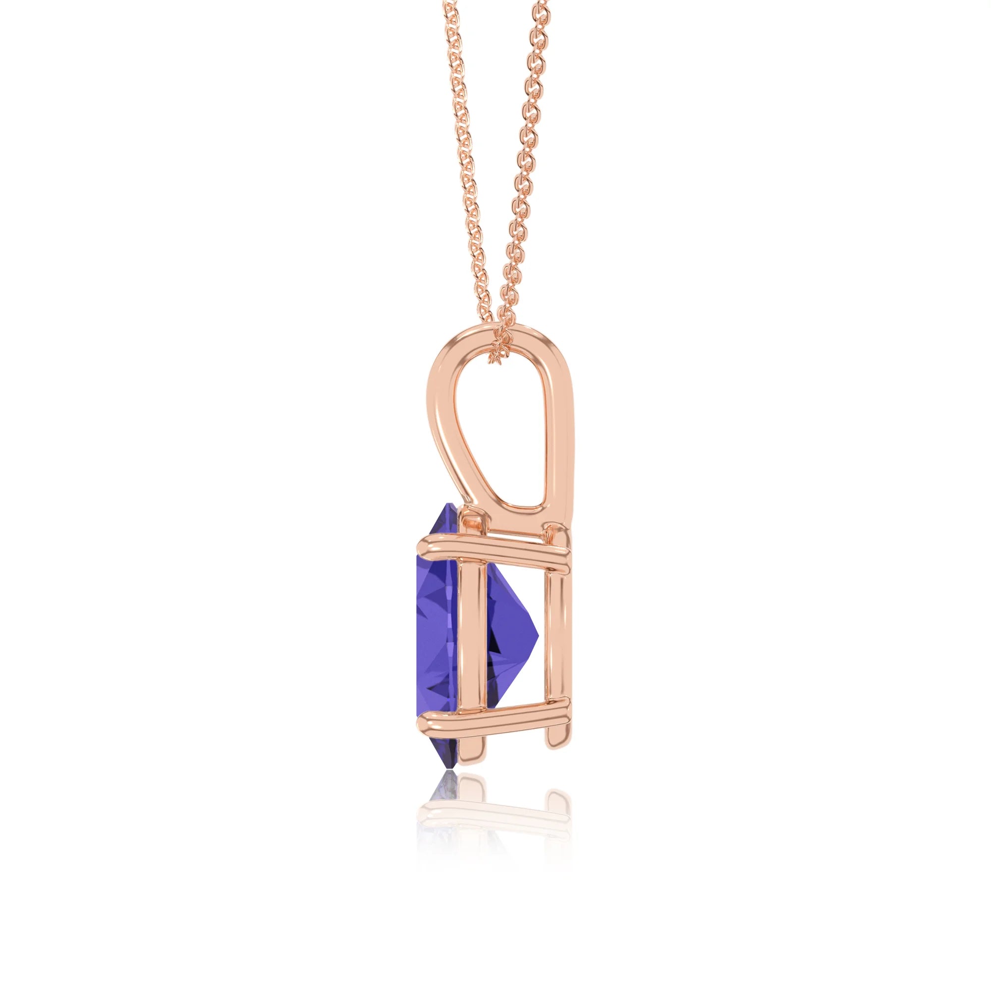 lab grown tanzanite oval solitaire necklaces in rose gold