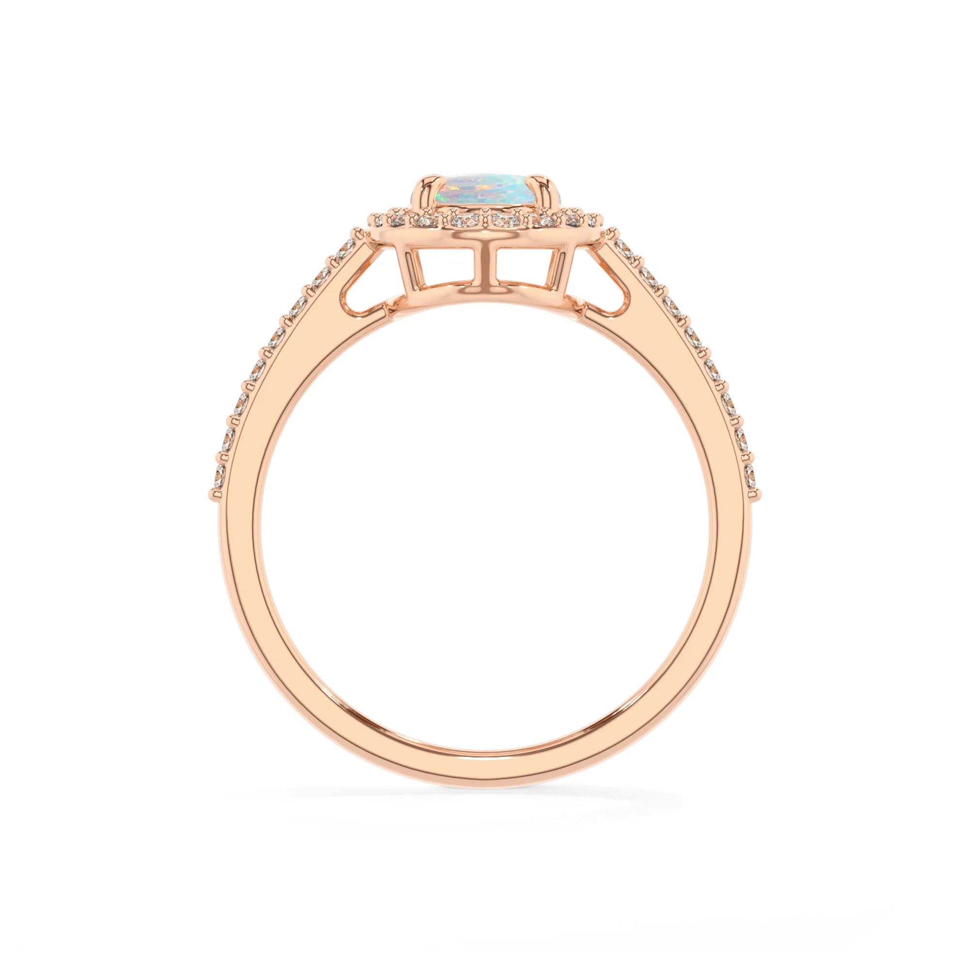 lab grown opal oval solitaire rings in rose gold