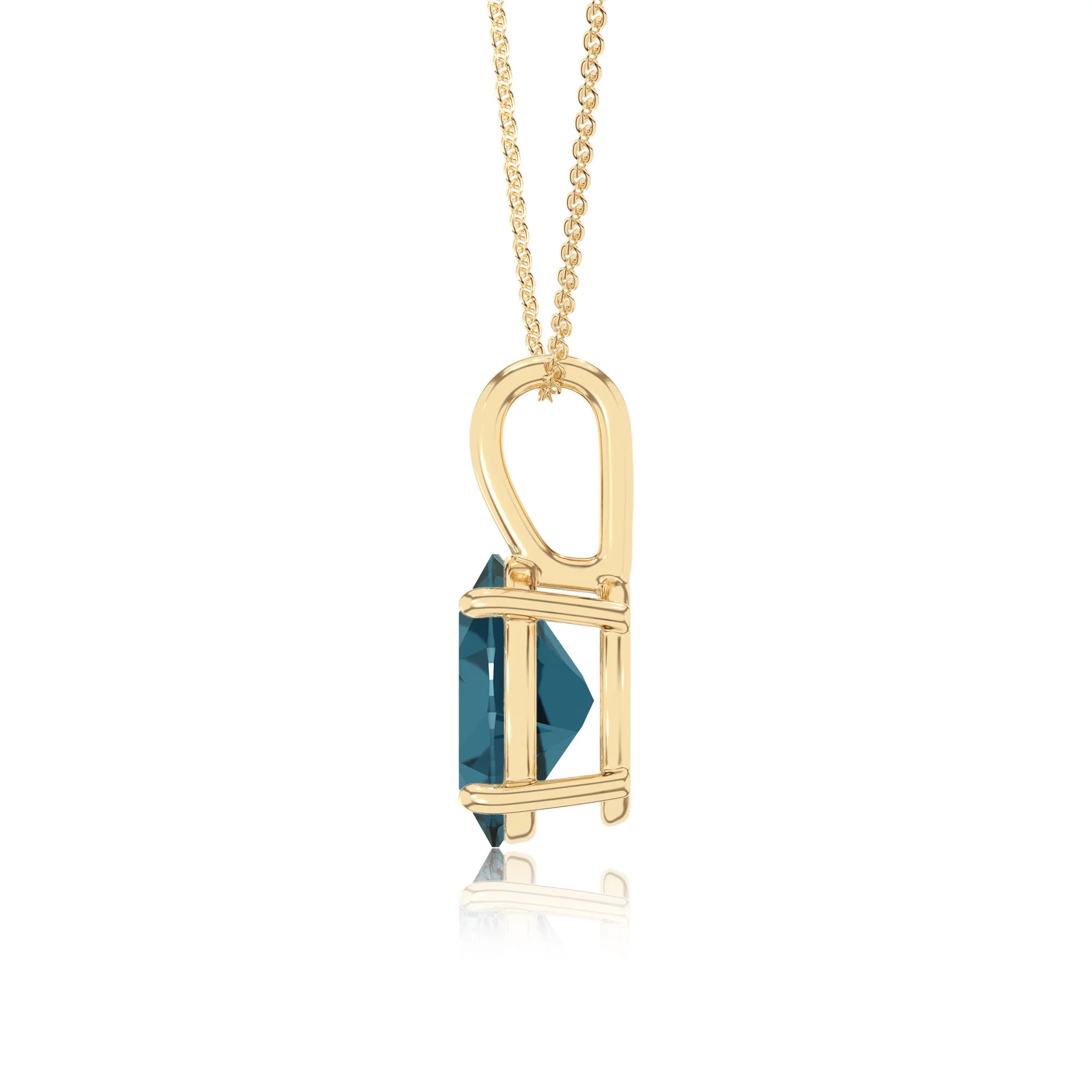 natural london-blue-topaz oval solitaire necklaces in yellow gold