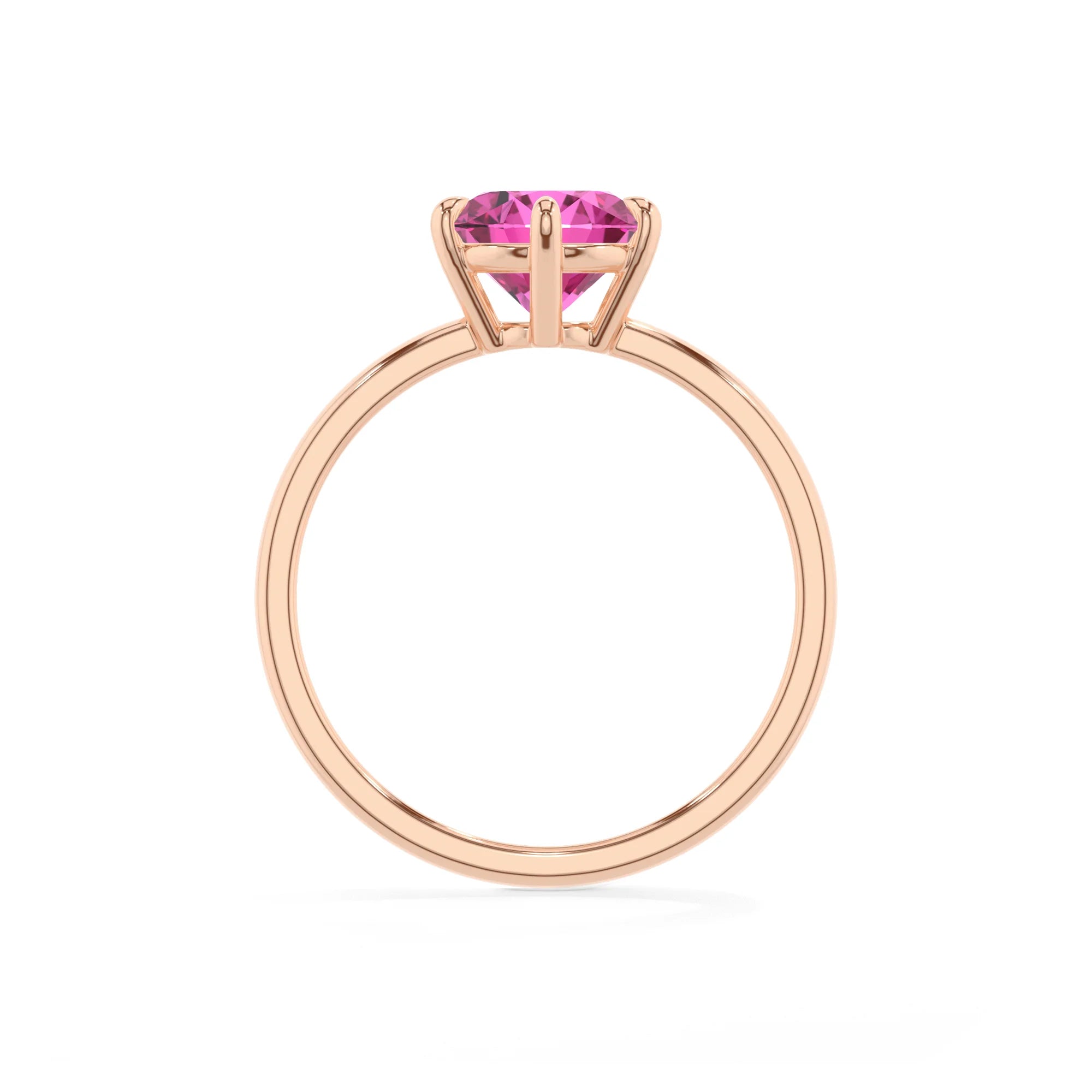 lab grown pink-sapphire round solitaire rings in rose gold