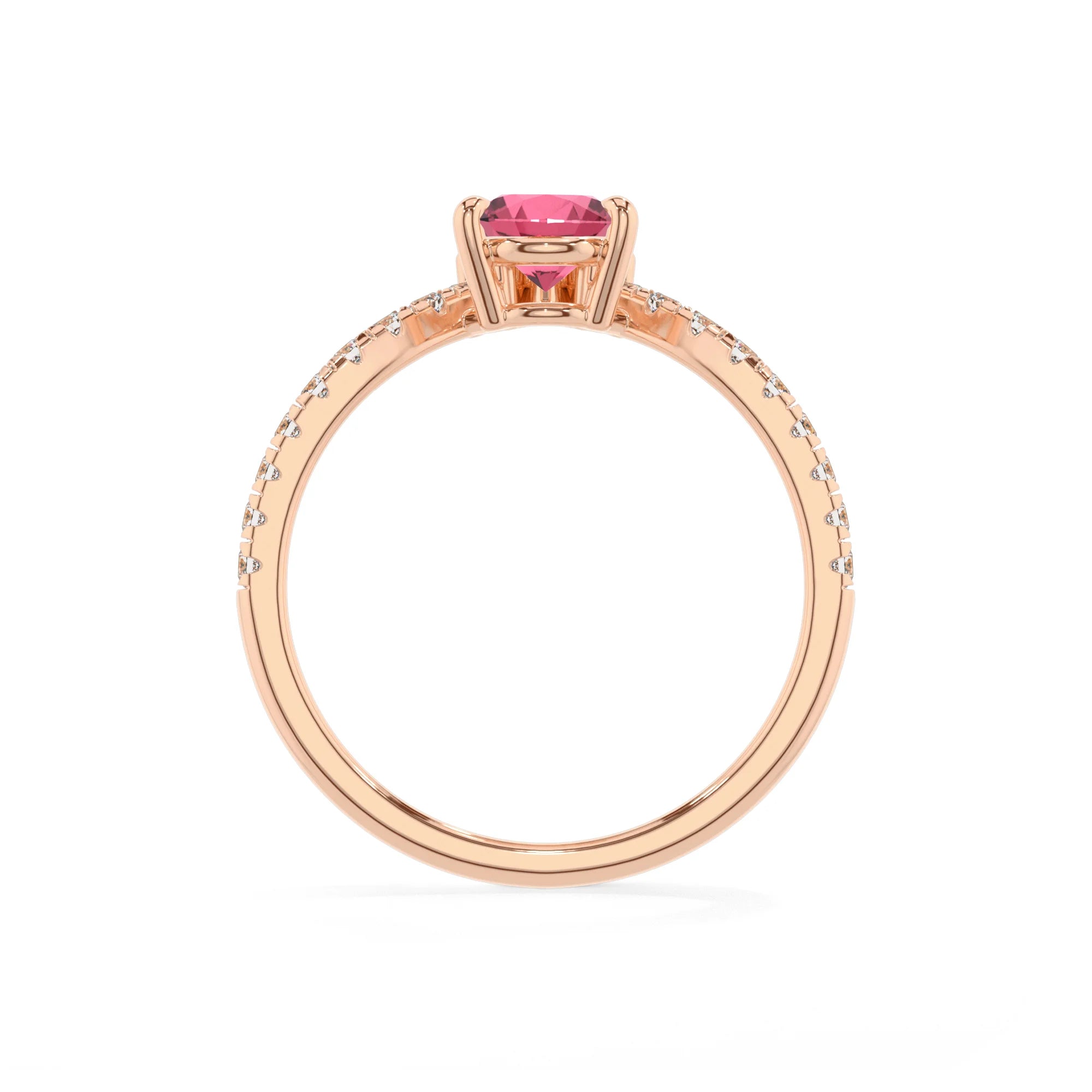 lab grown pink-tourmaline pear solitaire rings in rose gold