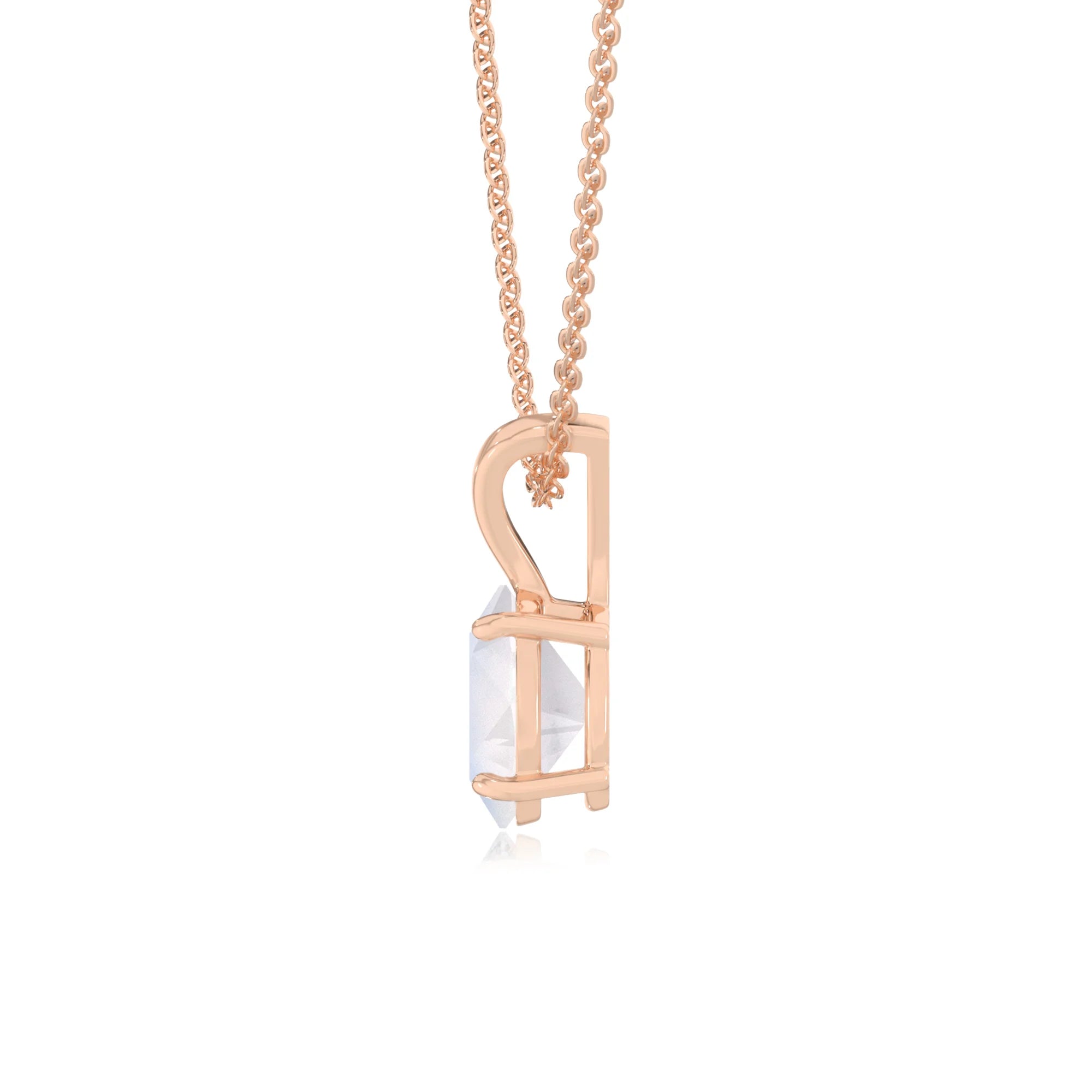 natural rainbow-moonstone oval solitaire v-bale necklaces in rose gold
