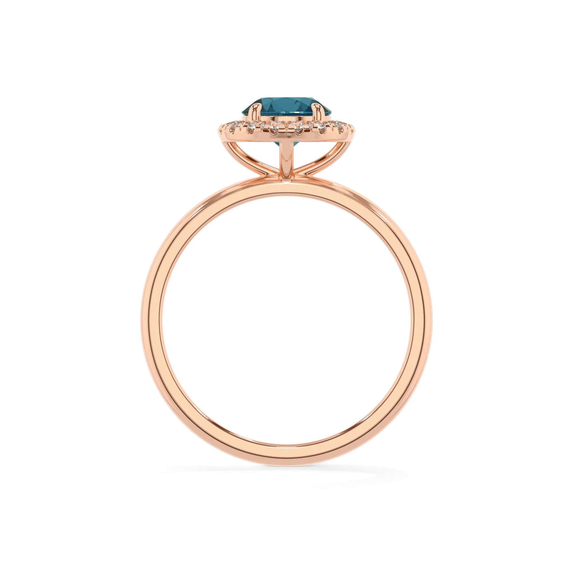 natural london-blue-topaz round solitaire rings in rose gold