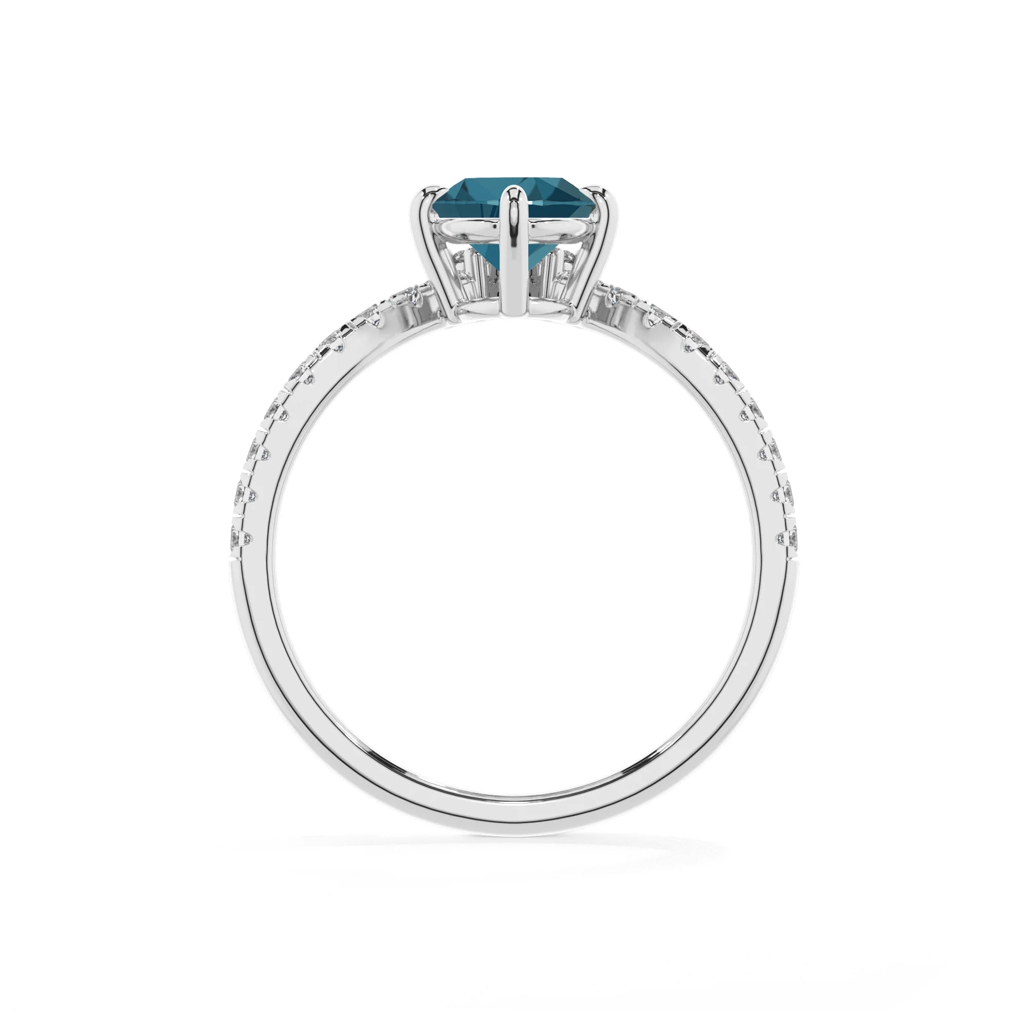 natural london-blue-topaz oval solitaire rings in sterling silver