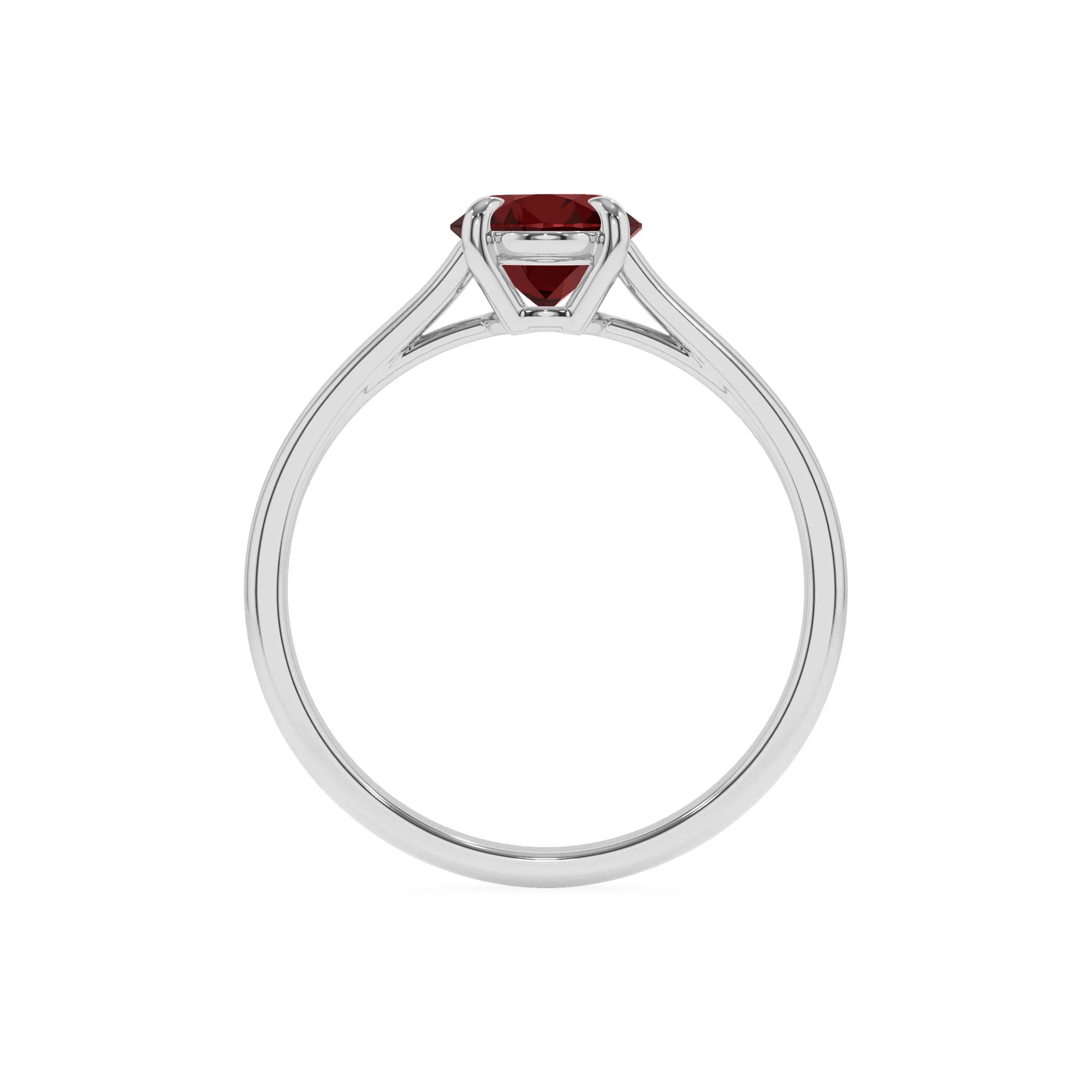 natural garnet oval solitaire rings in white gold