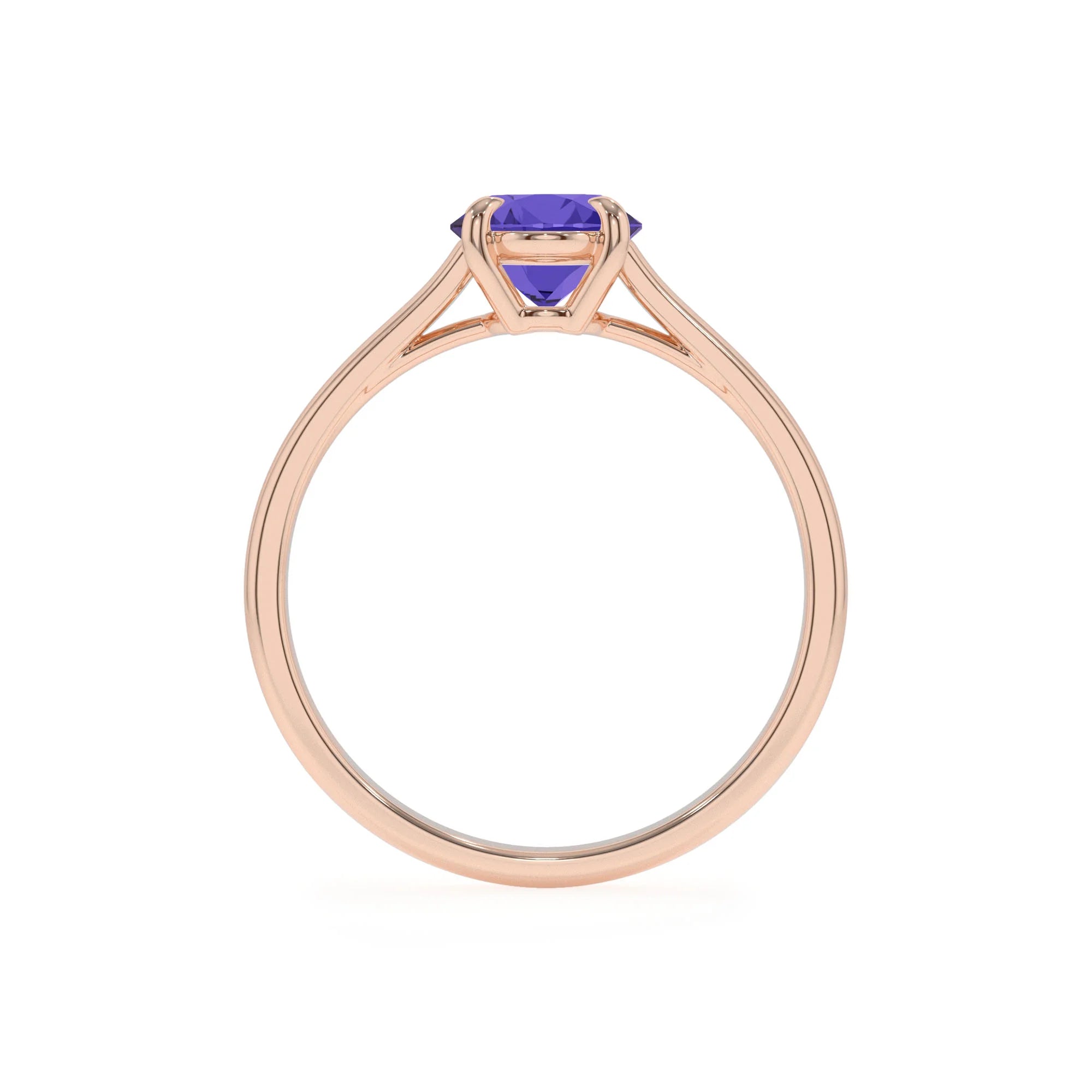 lab grown tanzanite oval solitaire rings in rose gold