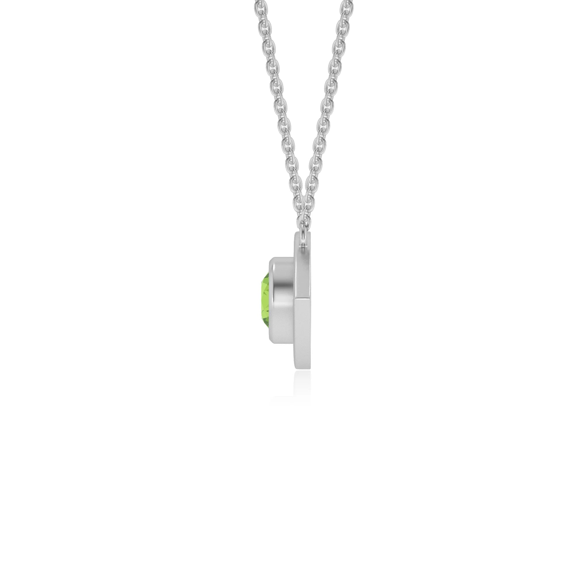 natural peridot round solitaire necklaces in white gold