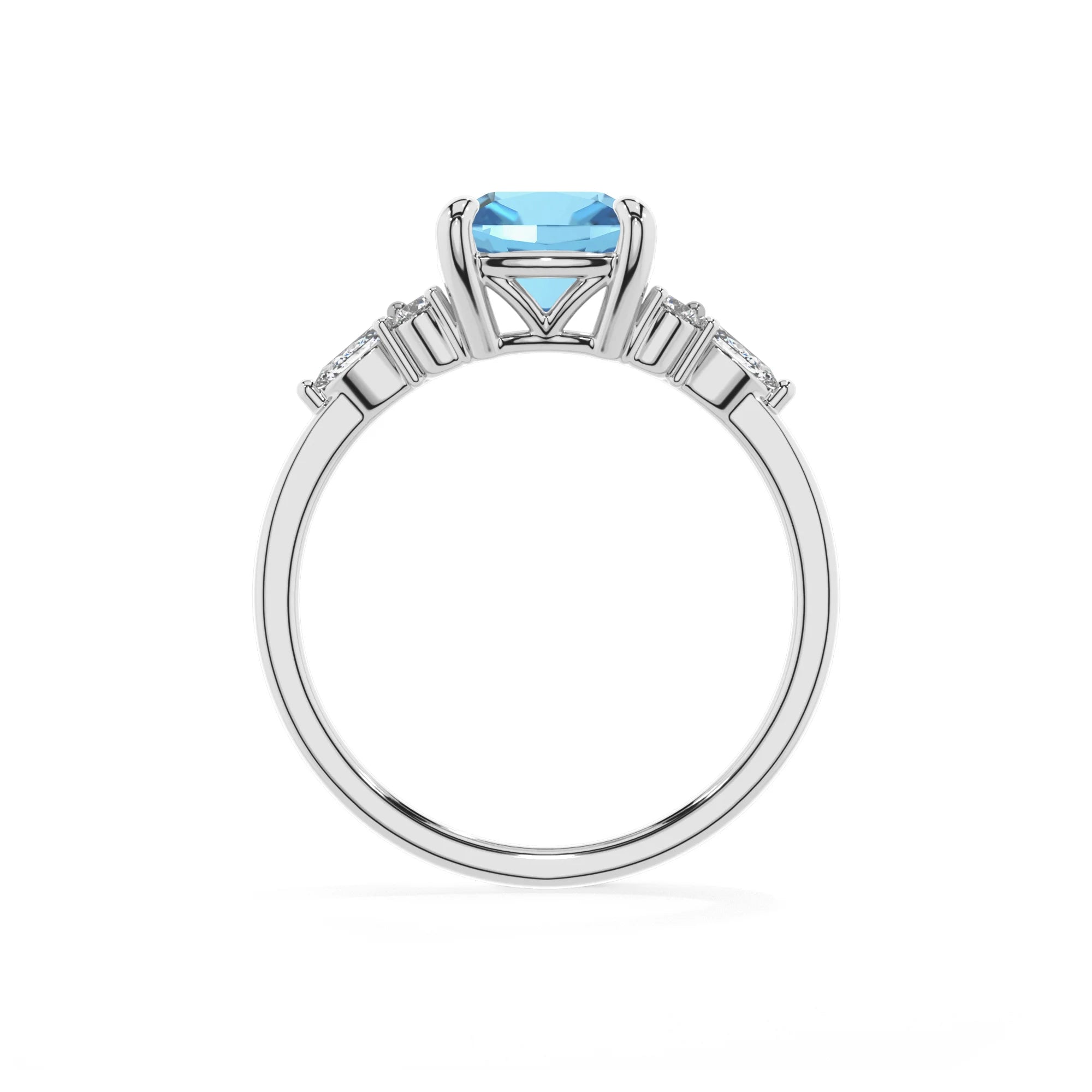 natural swiss-blue-topaz cushion solitaire rings in sterling silver