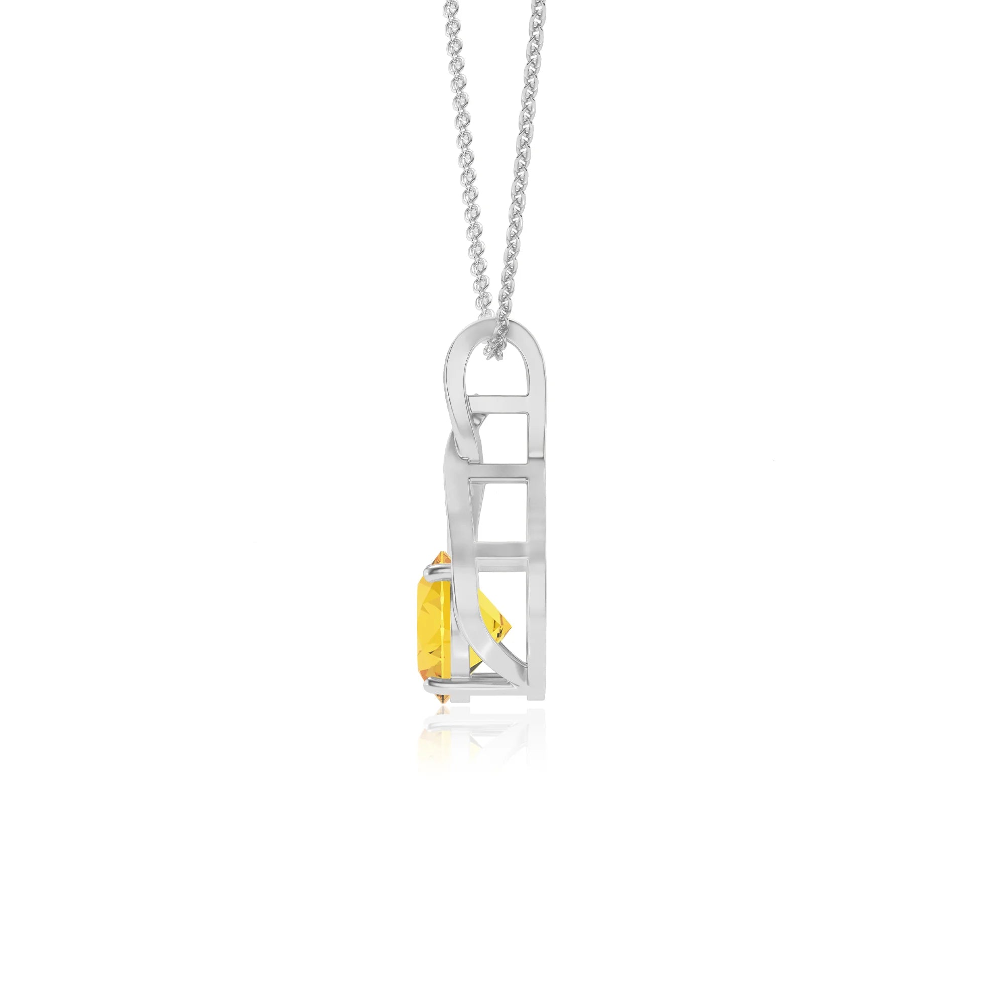 lab grown yellow-sapphire round solitaire necklaces in sterling silver