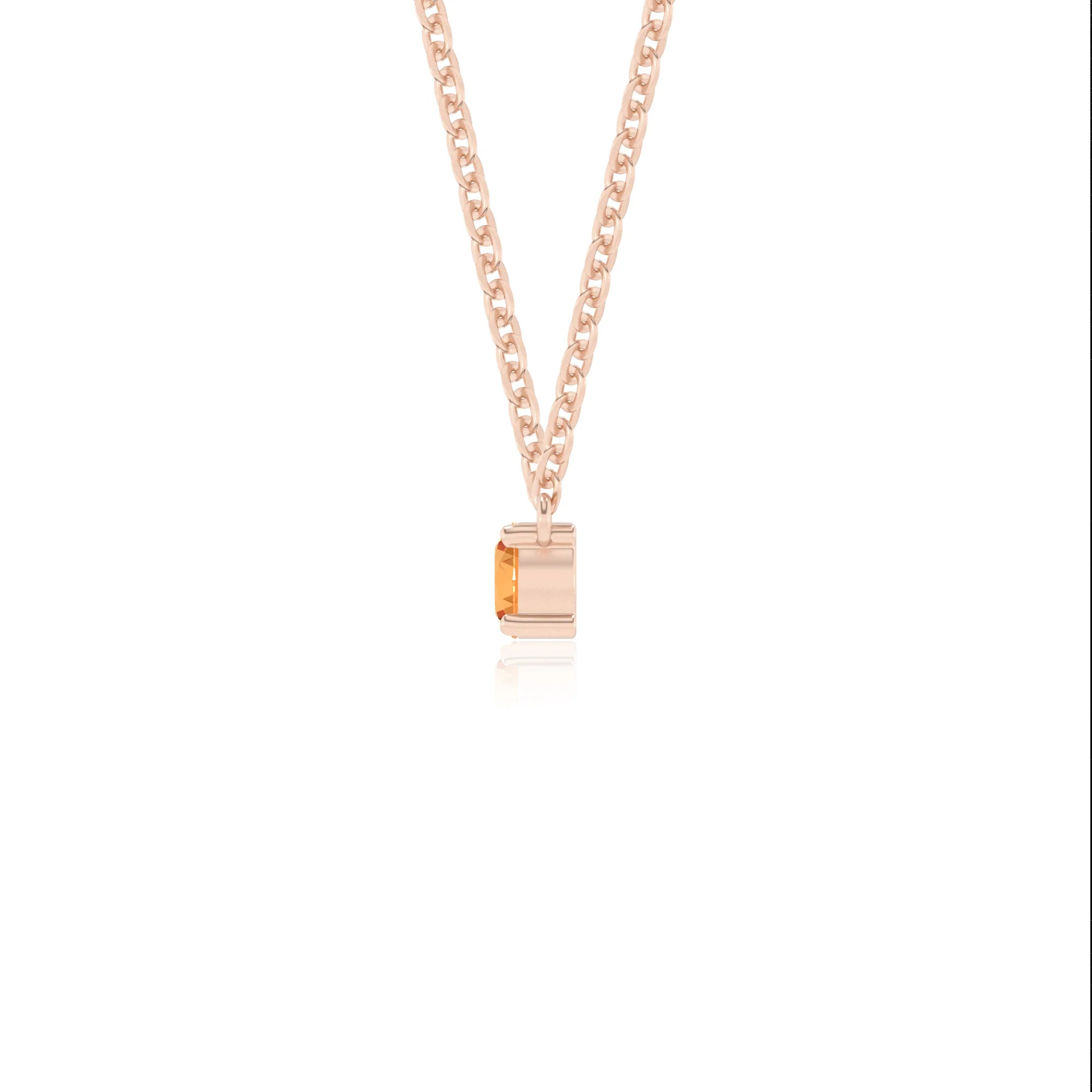 lab grown citrine round bar v-bale necklaces in rose gold