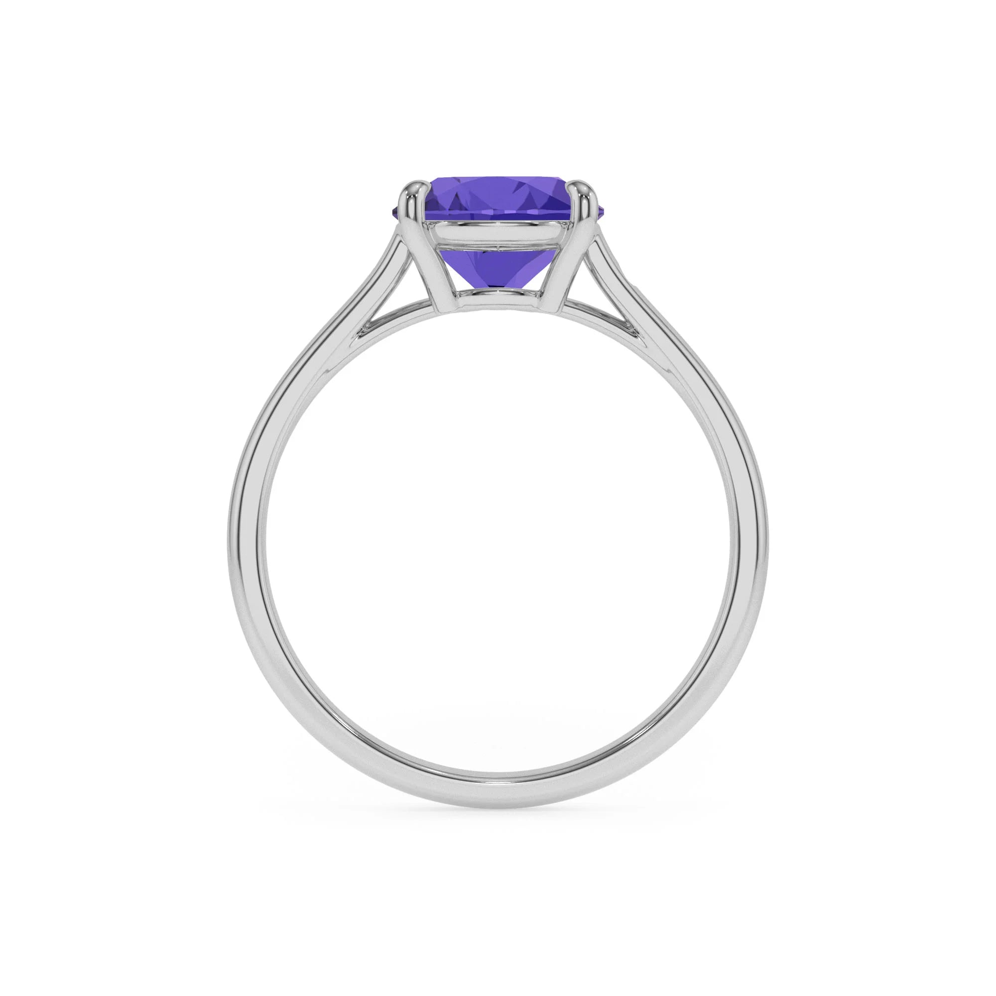lab grown tanzanite cushion solitaire rings in sterling silver