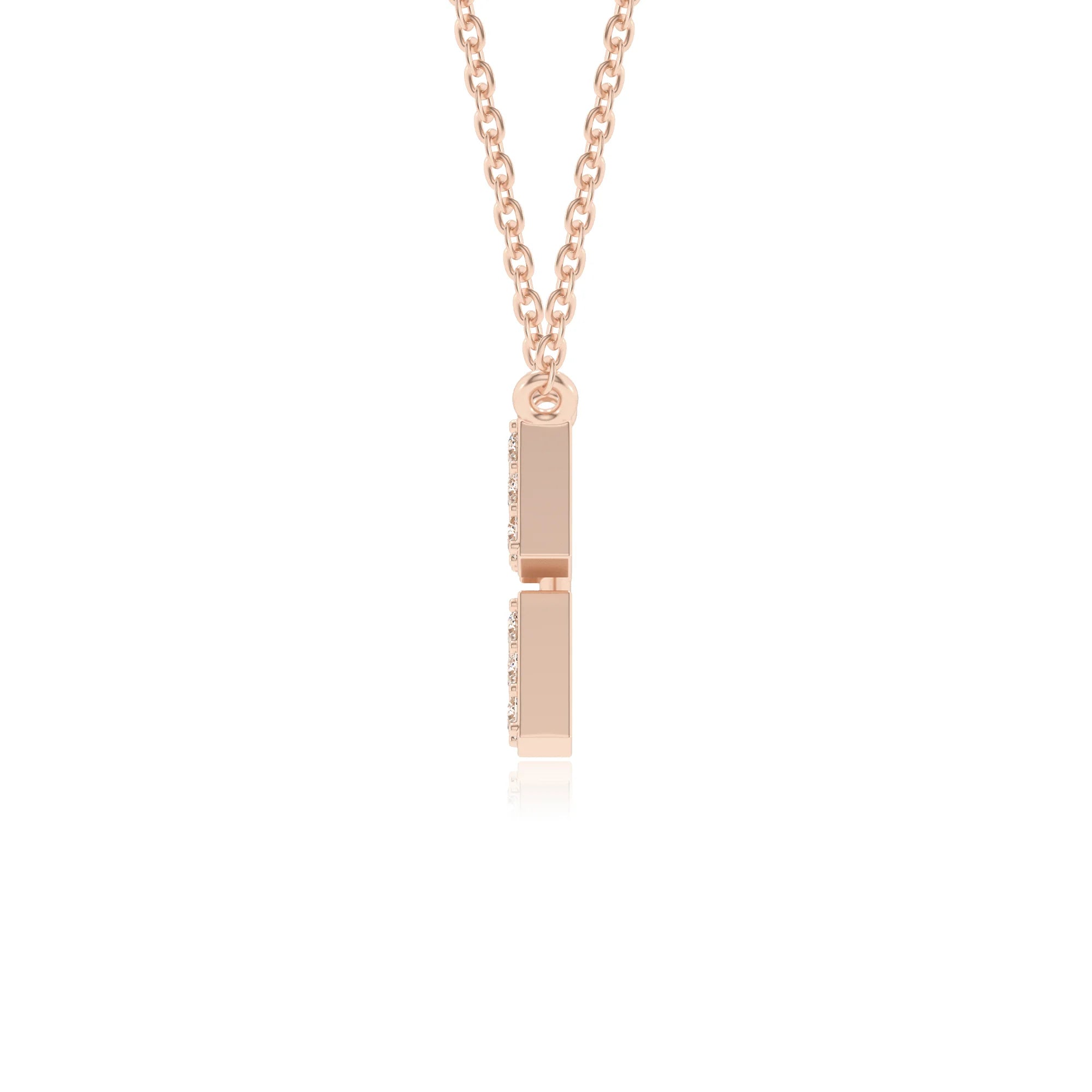 lab grown moissanite round necklaces in rose gold