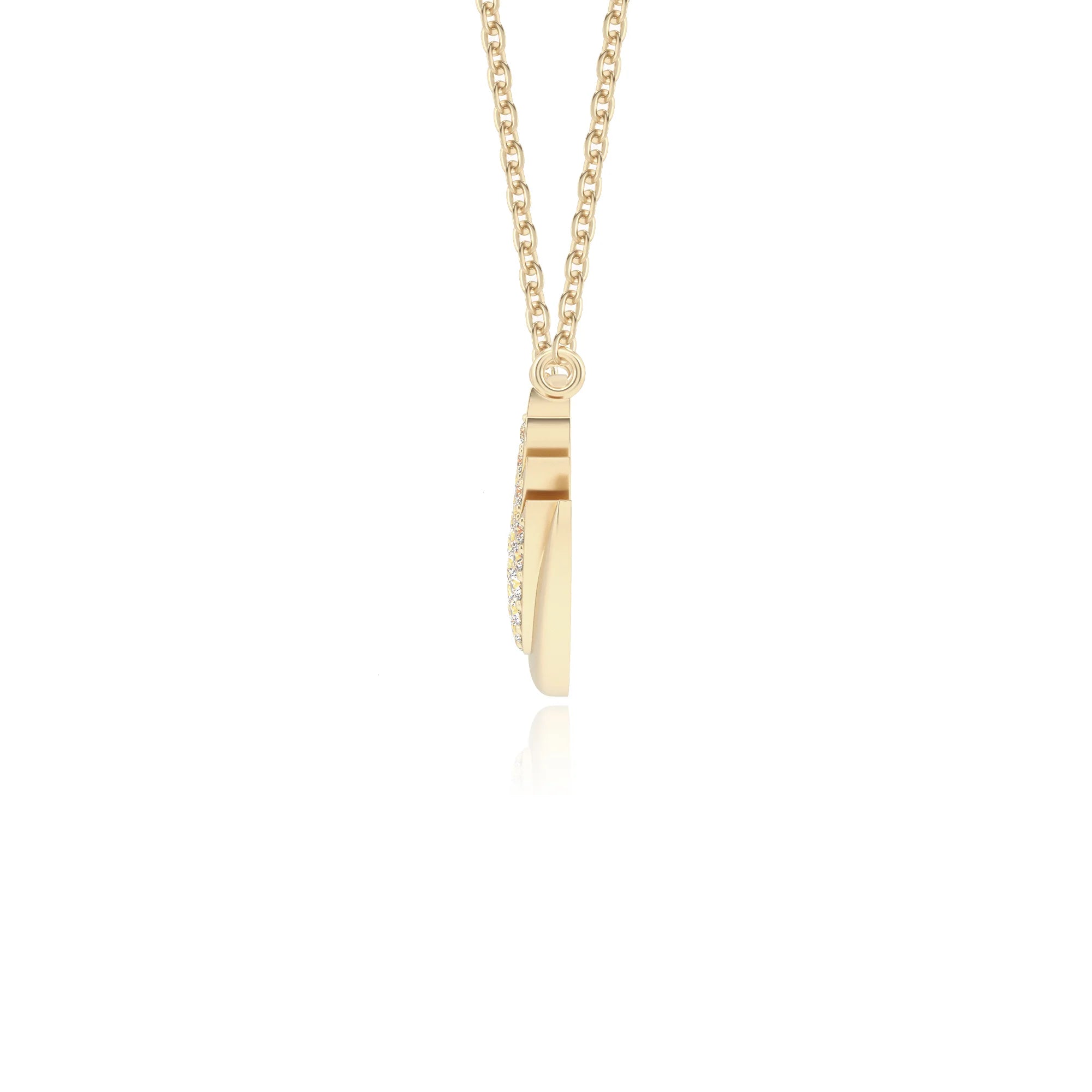 lab grown moissanite round pendant necklaces in yellow gold