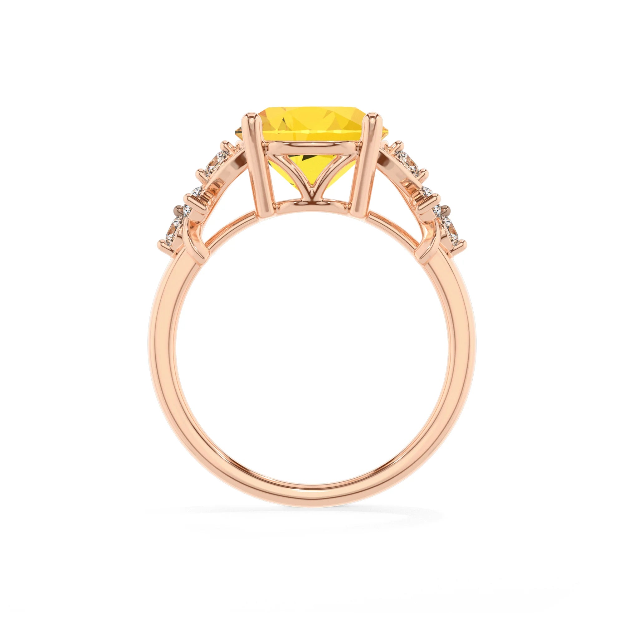 lab grown yellow-sapphire round solitaire rings in rose gold