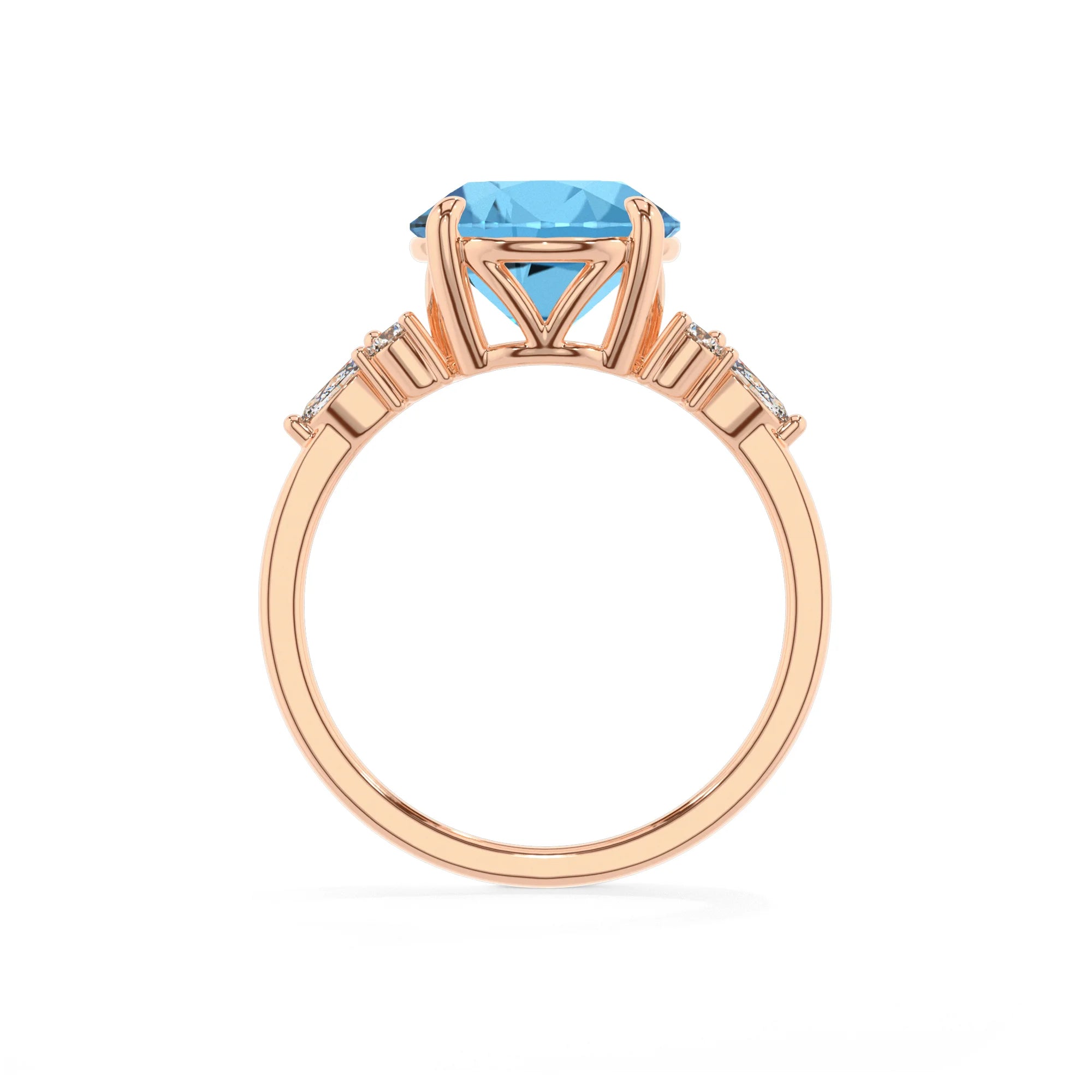 natural swiss-blue-topaz round solitaire rings in rose gold