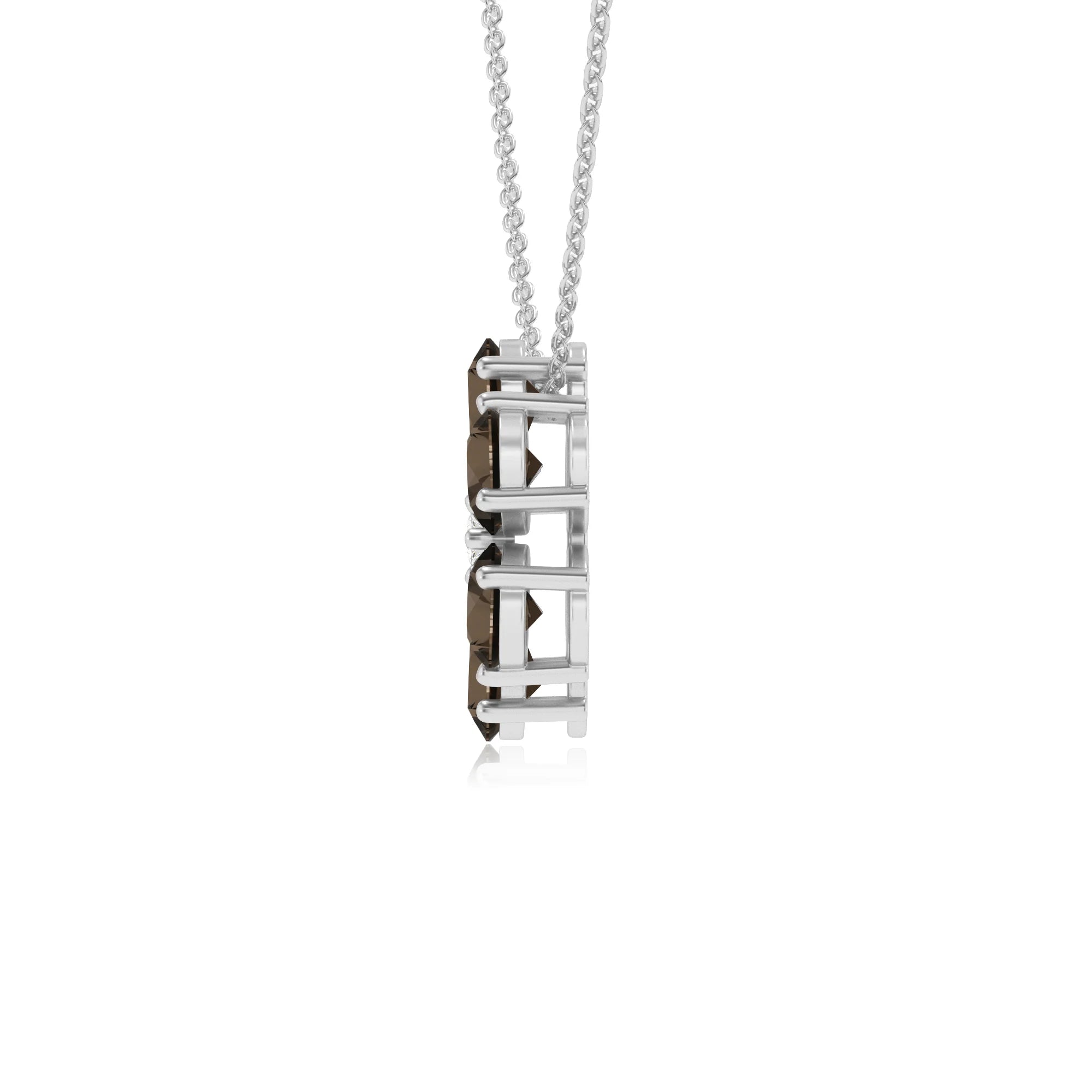 natural smoky-quartz pear solitaire necklaces in white gold