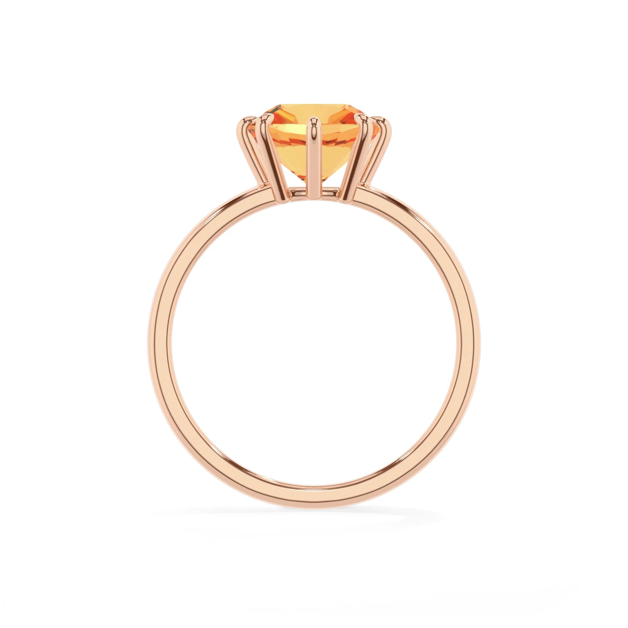 lab grown citrine cushion solitaire rings in rose gold