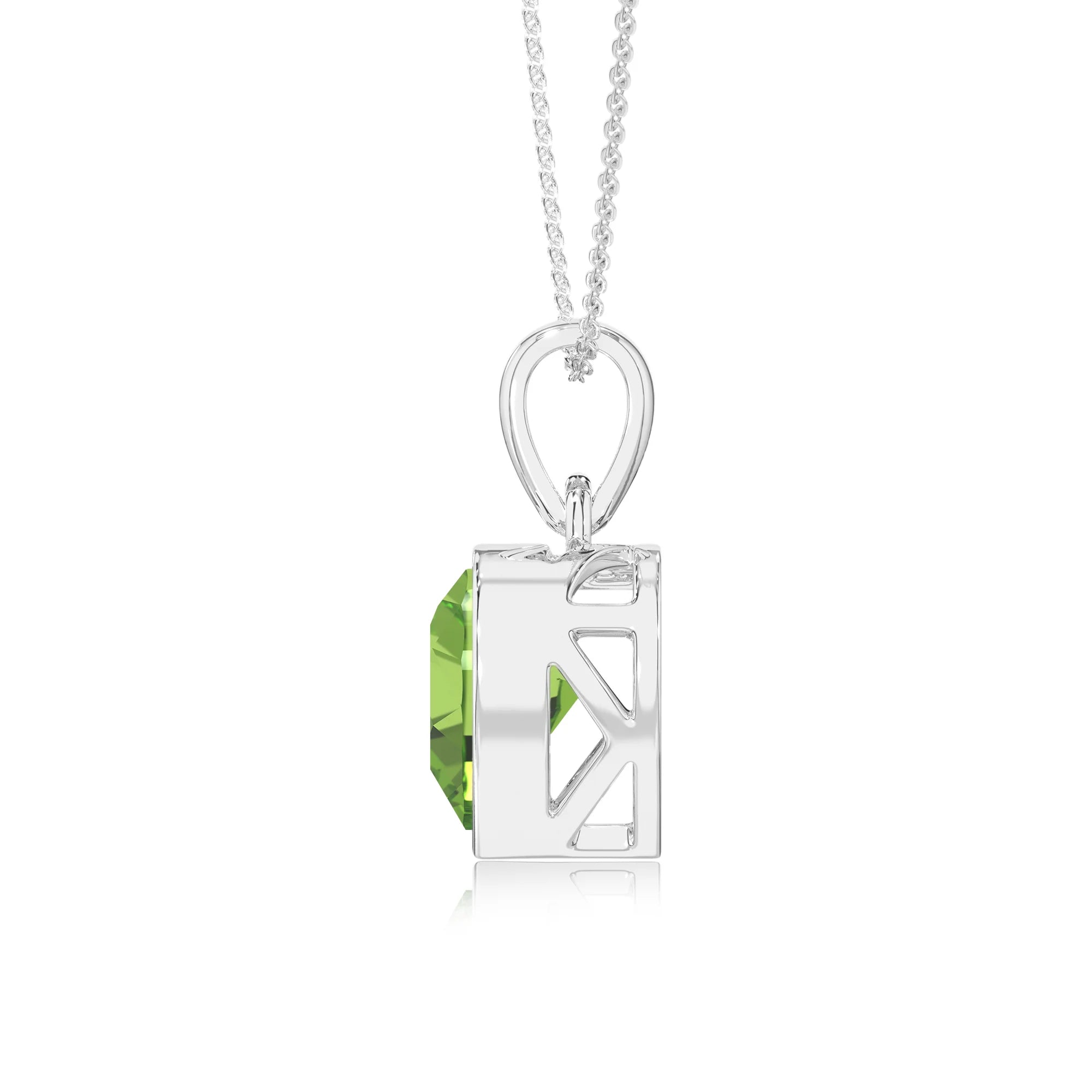 natural peridot heart solitaire necklaces in platinum