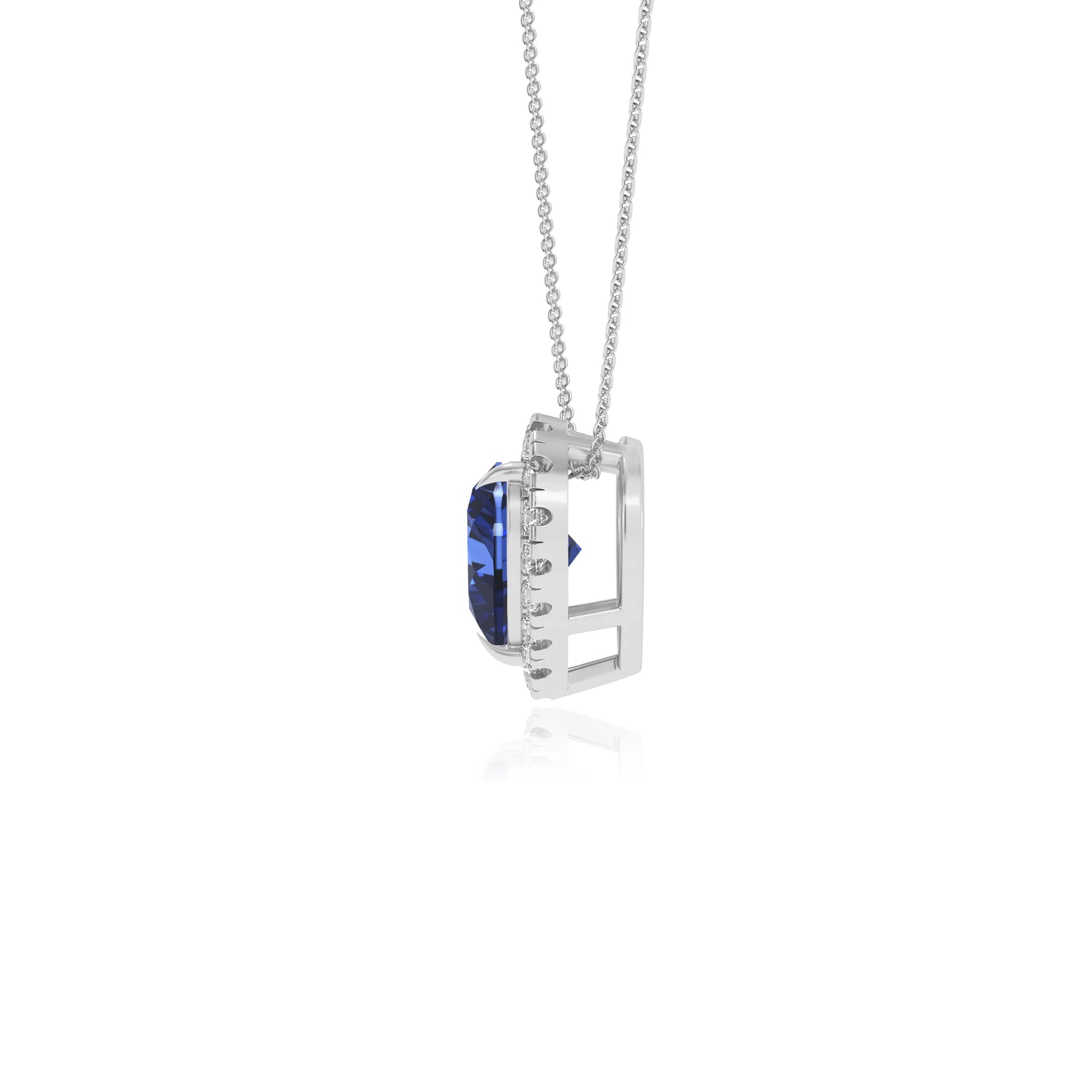 lab grown blue sapphire heart solitaire necklaces in sterling silver