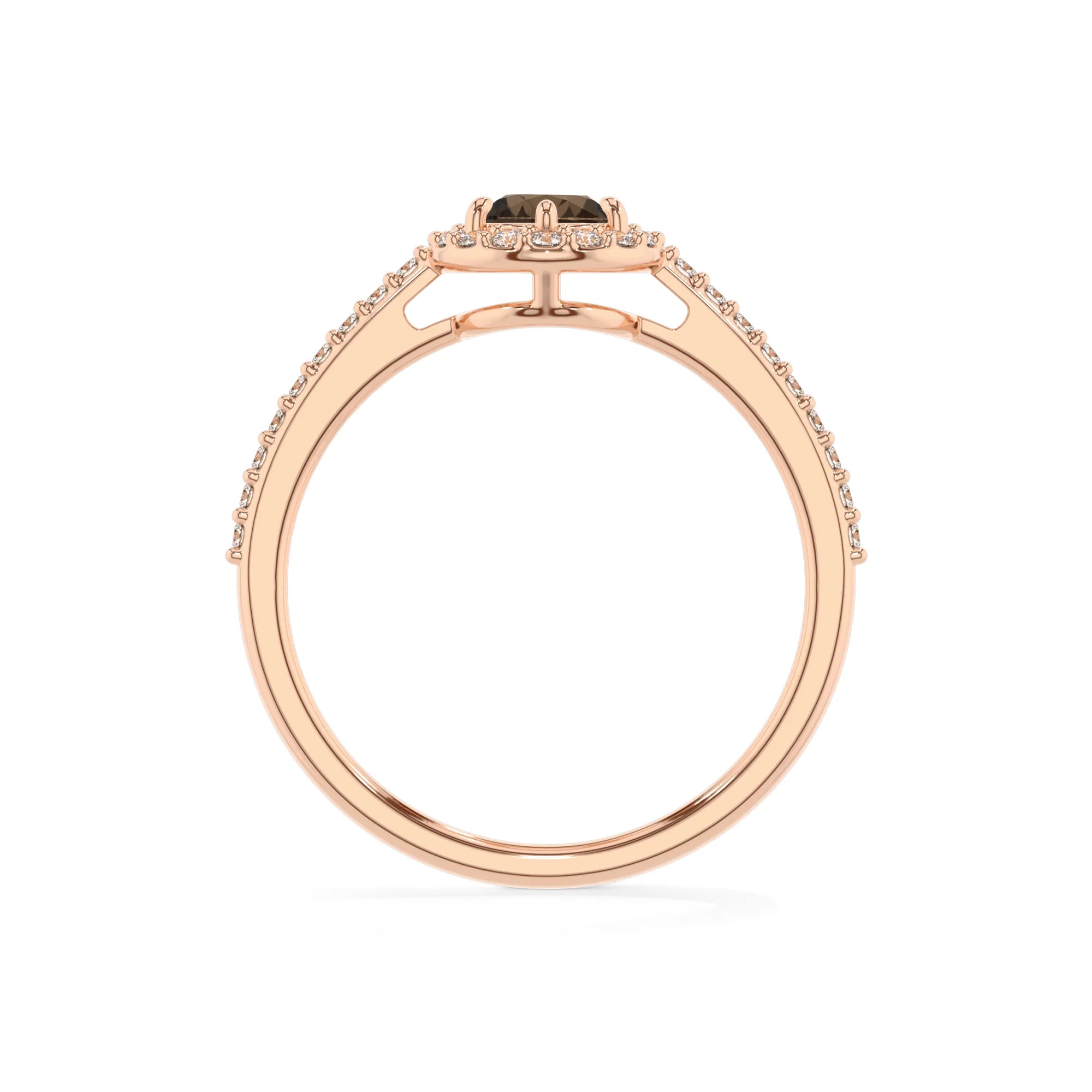 natural smoky-quartz pear solitaire rings in rose gold