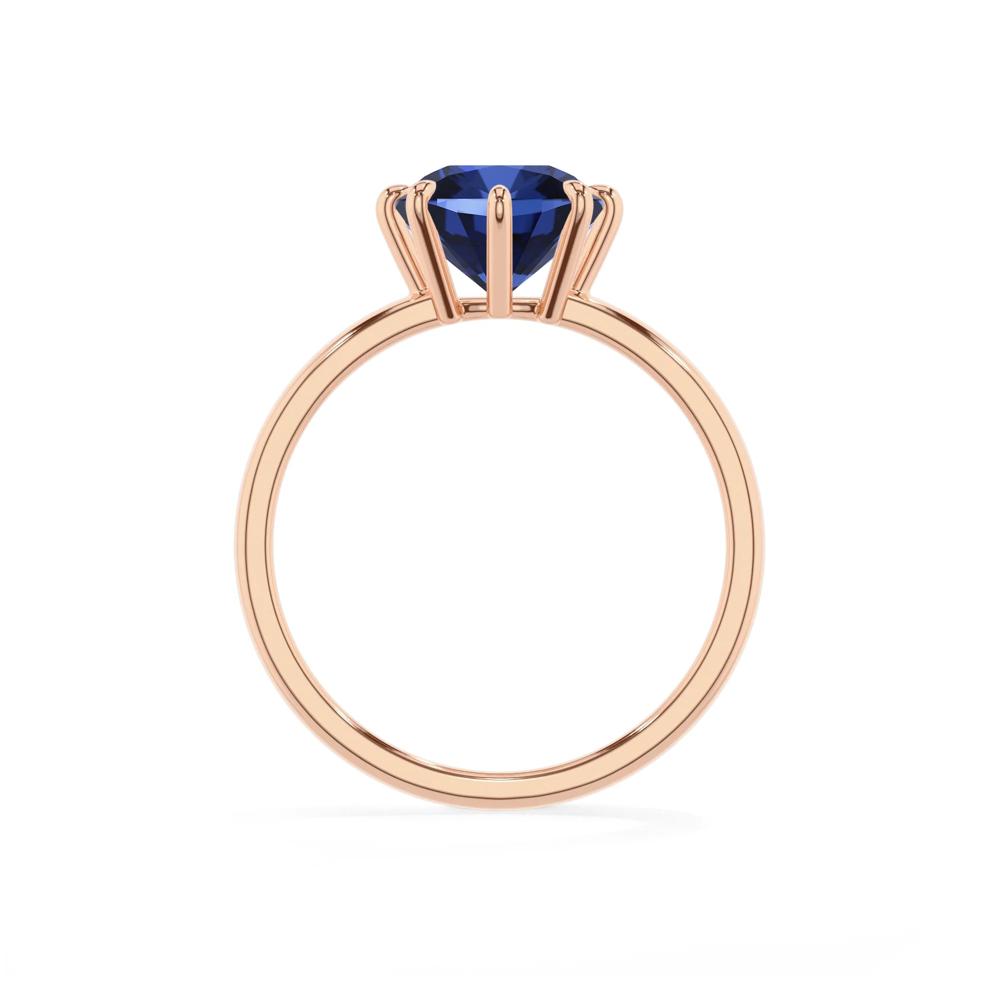 lab grown blue-sapphire cushion solitaire rings in rose gold