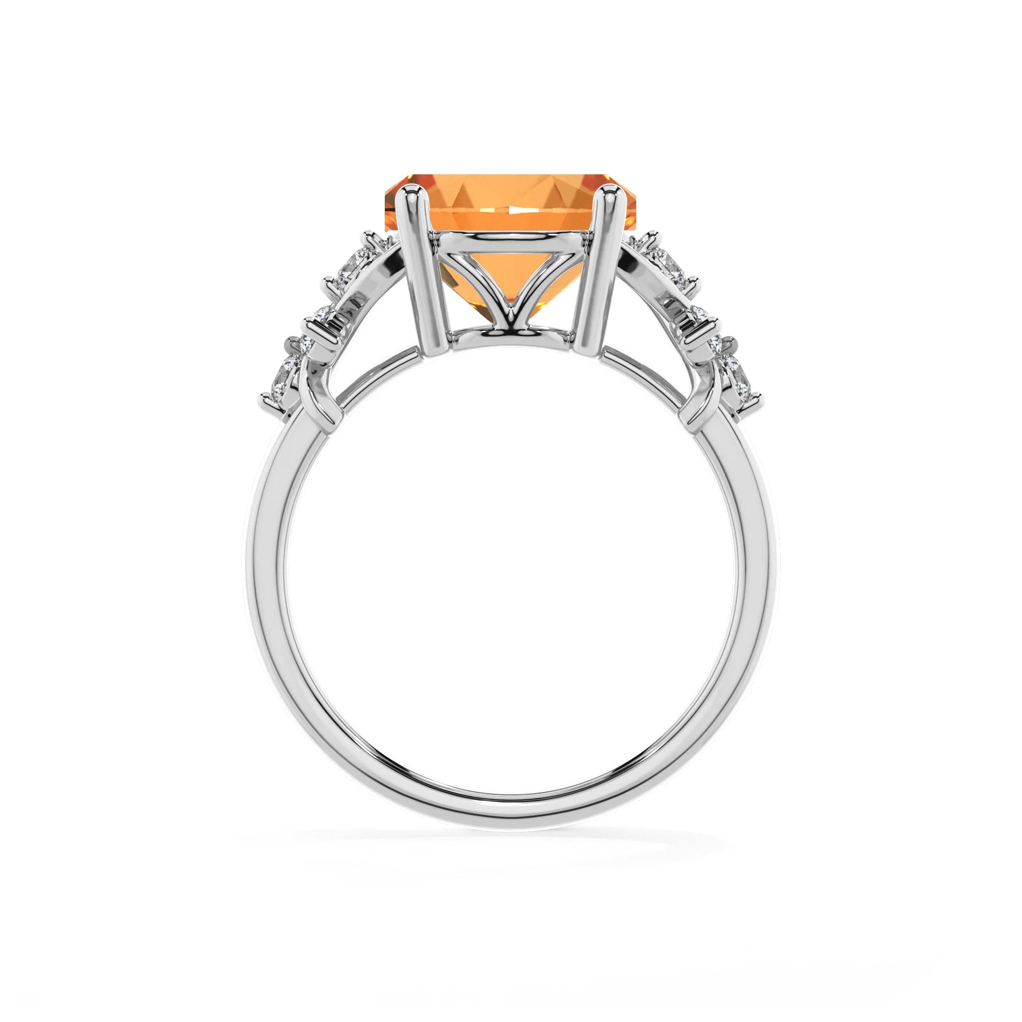 lab grown citrine round solitaire rings in sterling silver