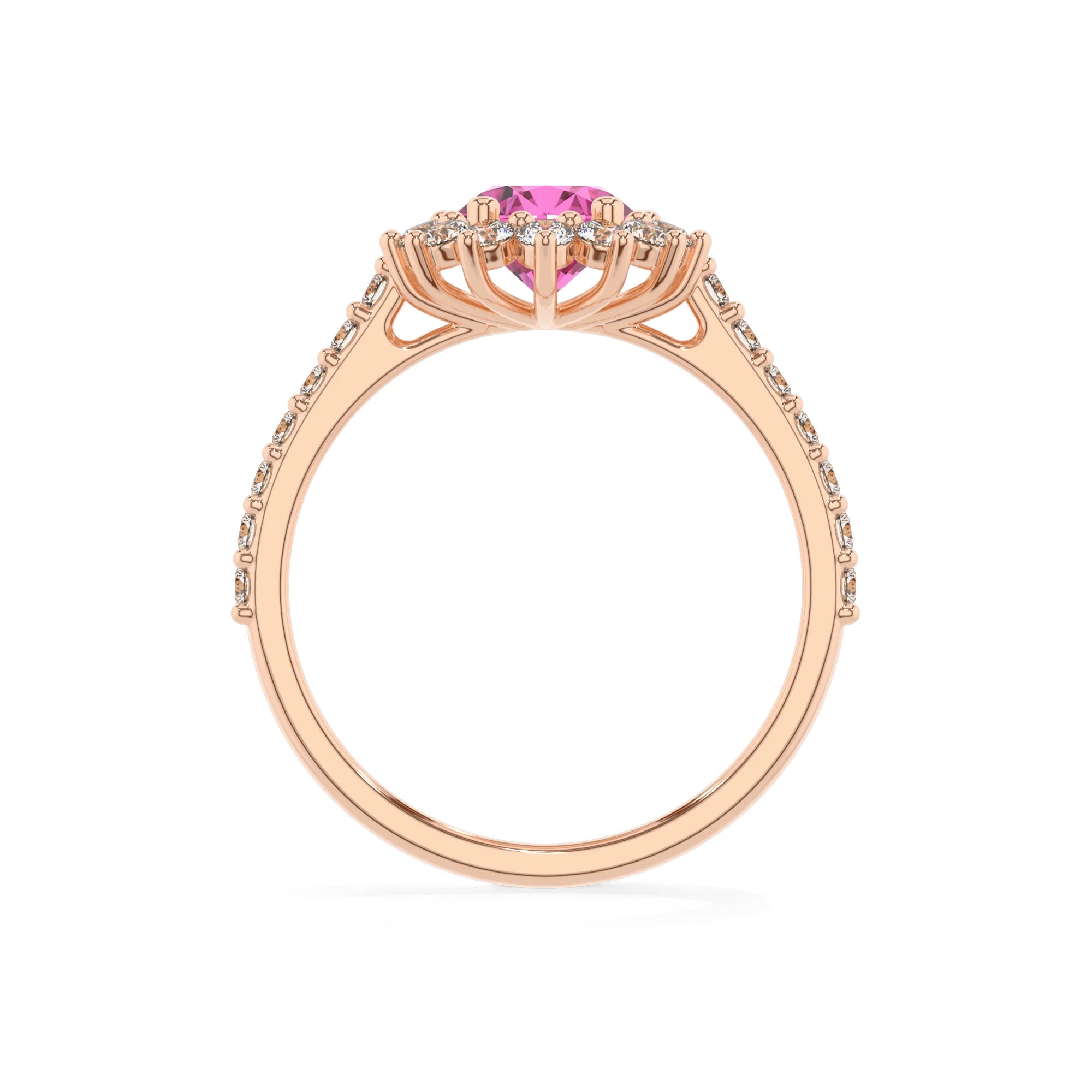 lab grown pink-sapphire oval solitaire rings in rose gold