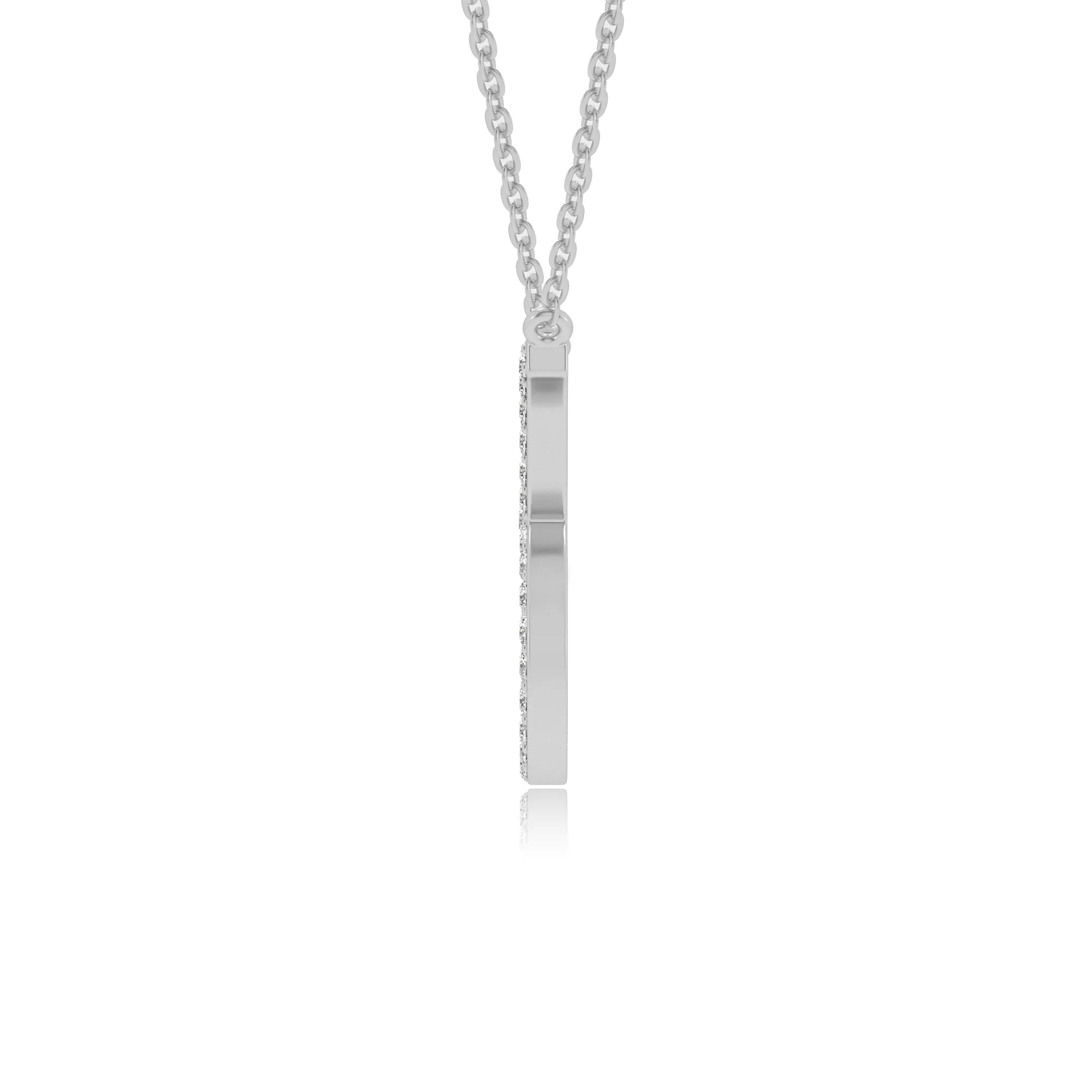 lab grown moissanite round necklaces in white gold