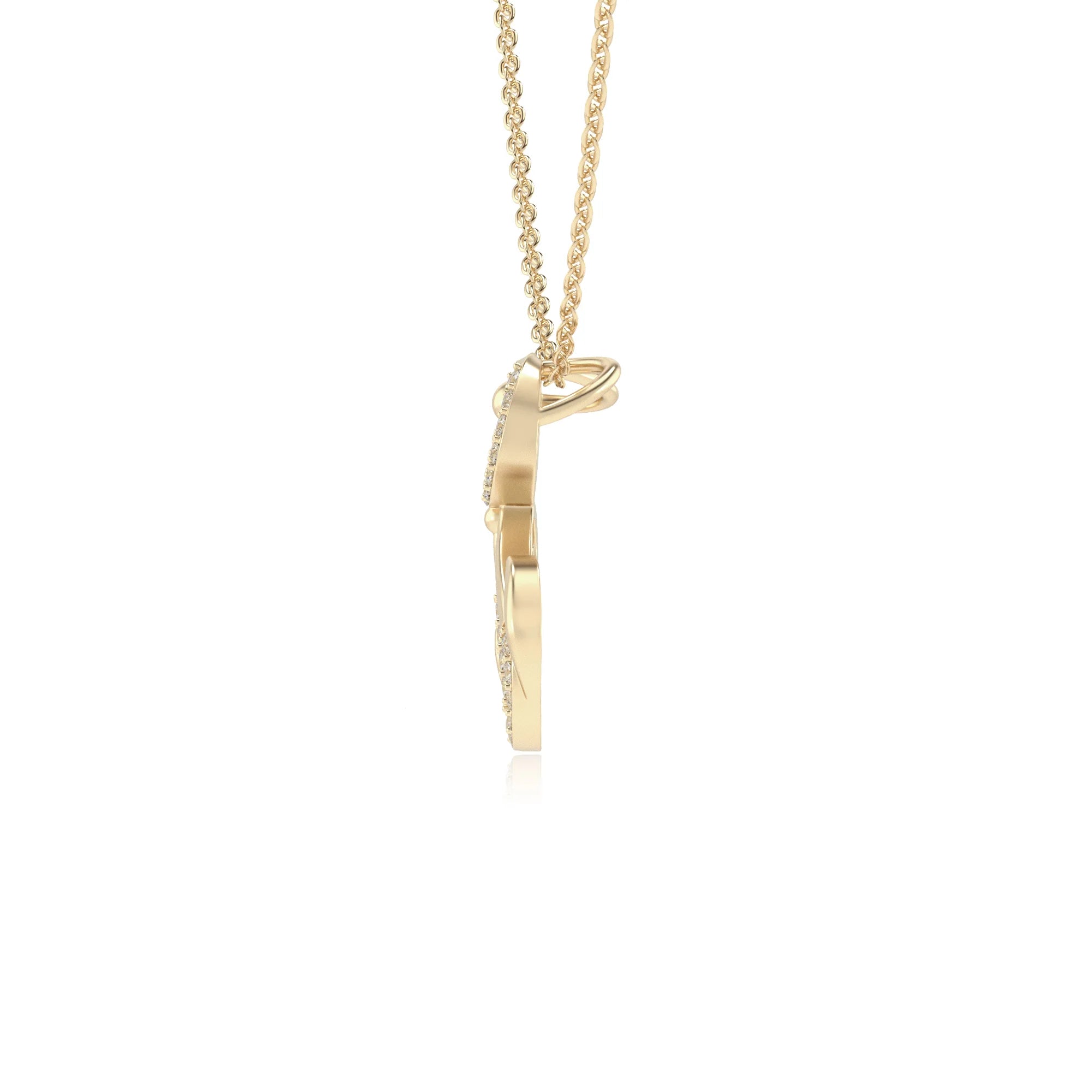 lab grown moissanite round necklaces in yellow gold