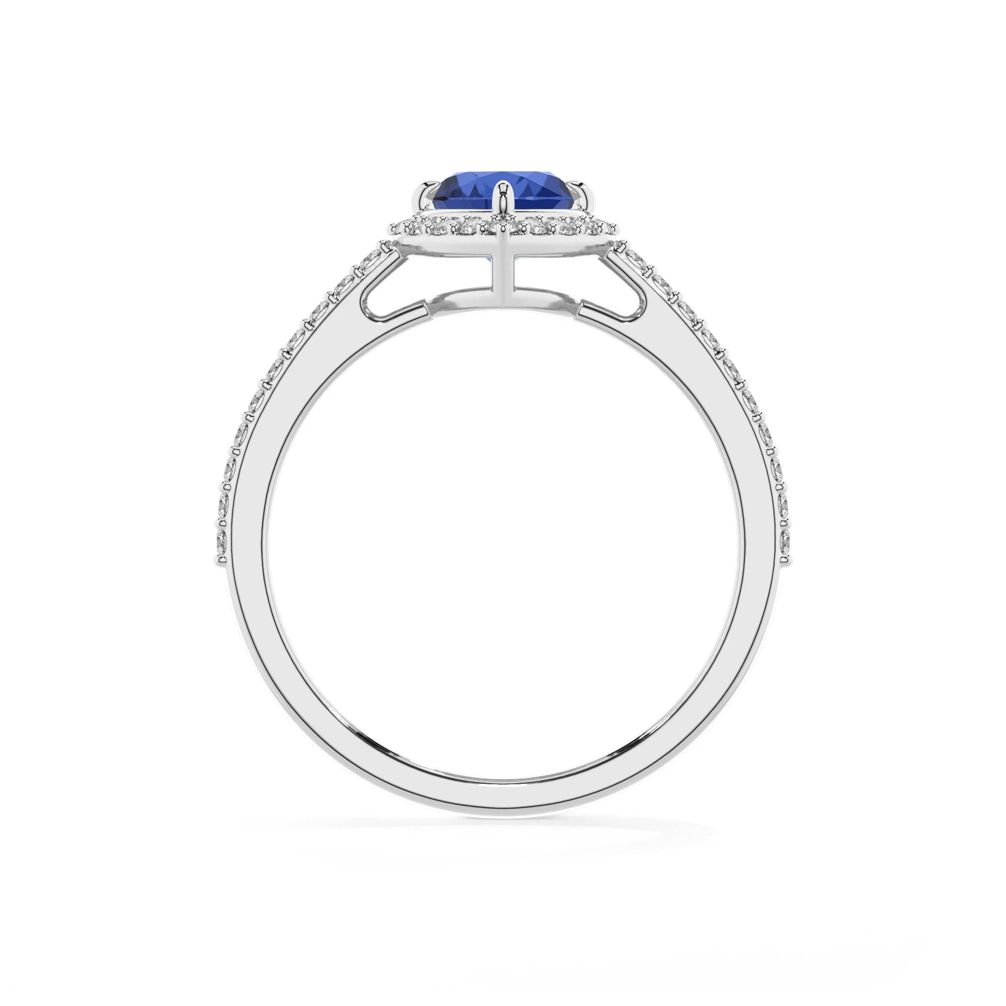 lab grown blue-sapphire heart solitaire rings in sterling silver