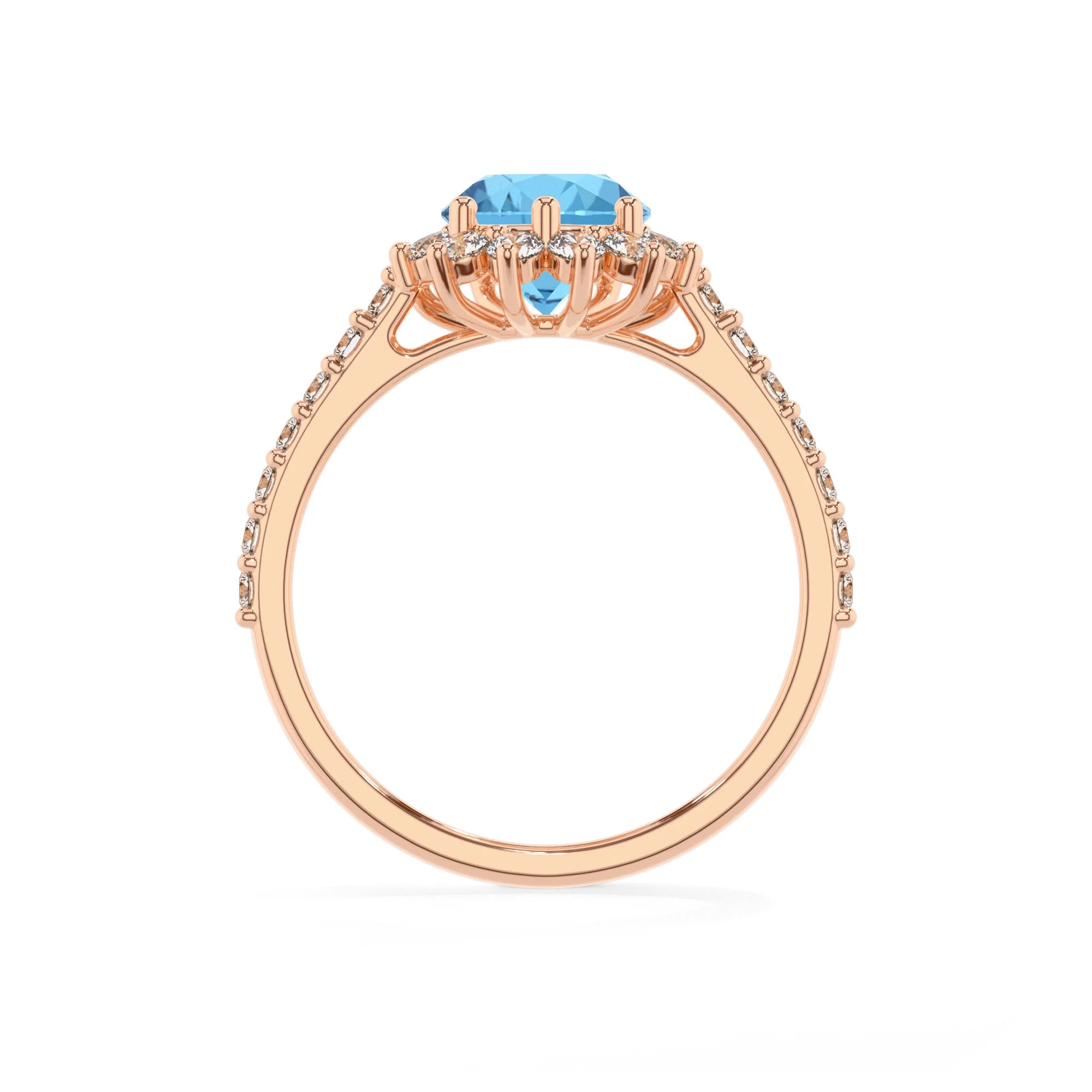 natural swiss-blue-topaz pear solitaire rings in rose gold