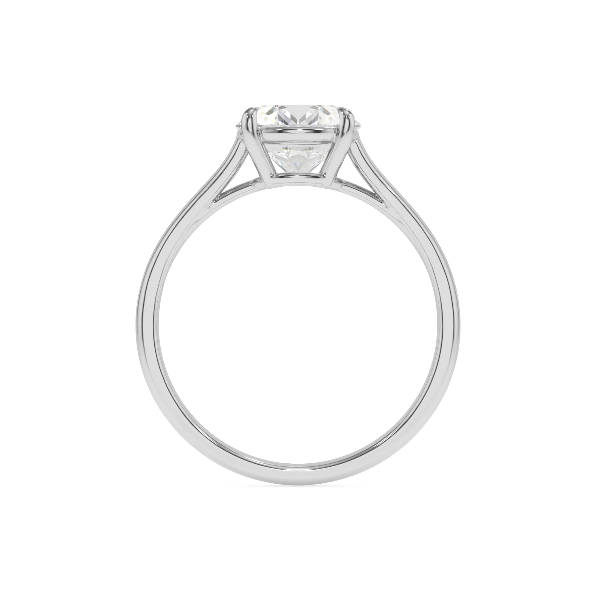 lab grown moissanite round solitaire rings in sterling silver