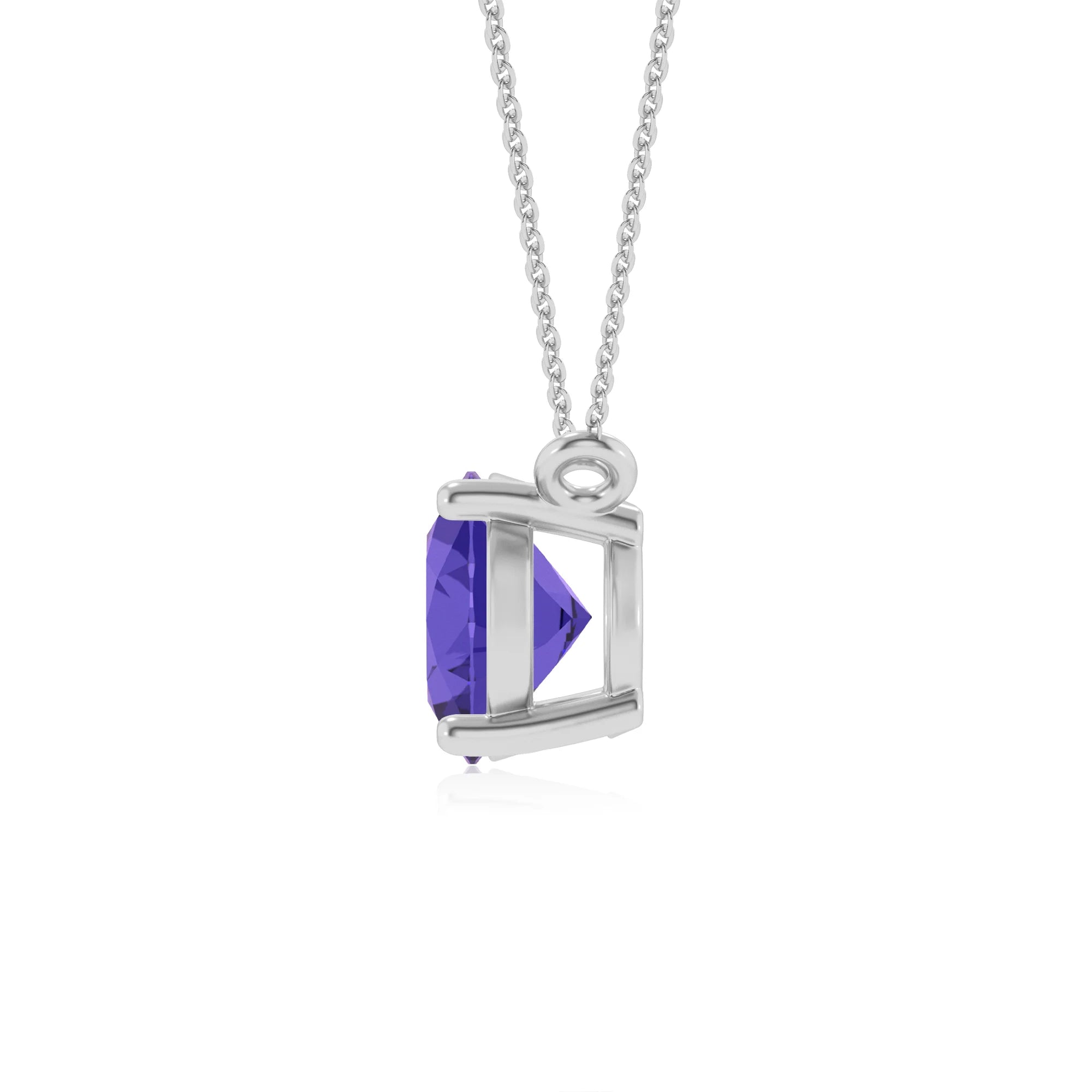 lab grown tanzanite oval solitaire necklaces in platinum
