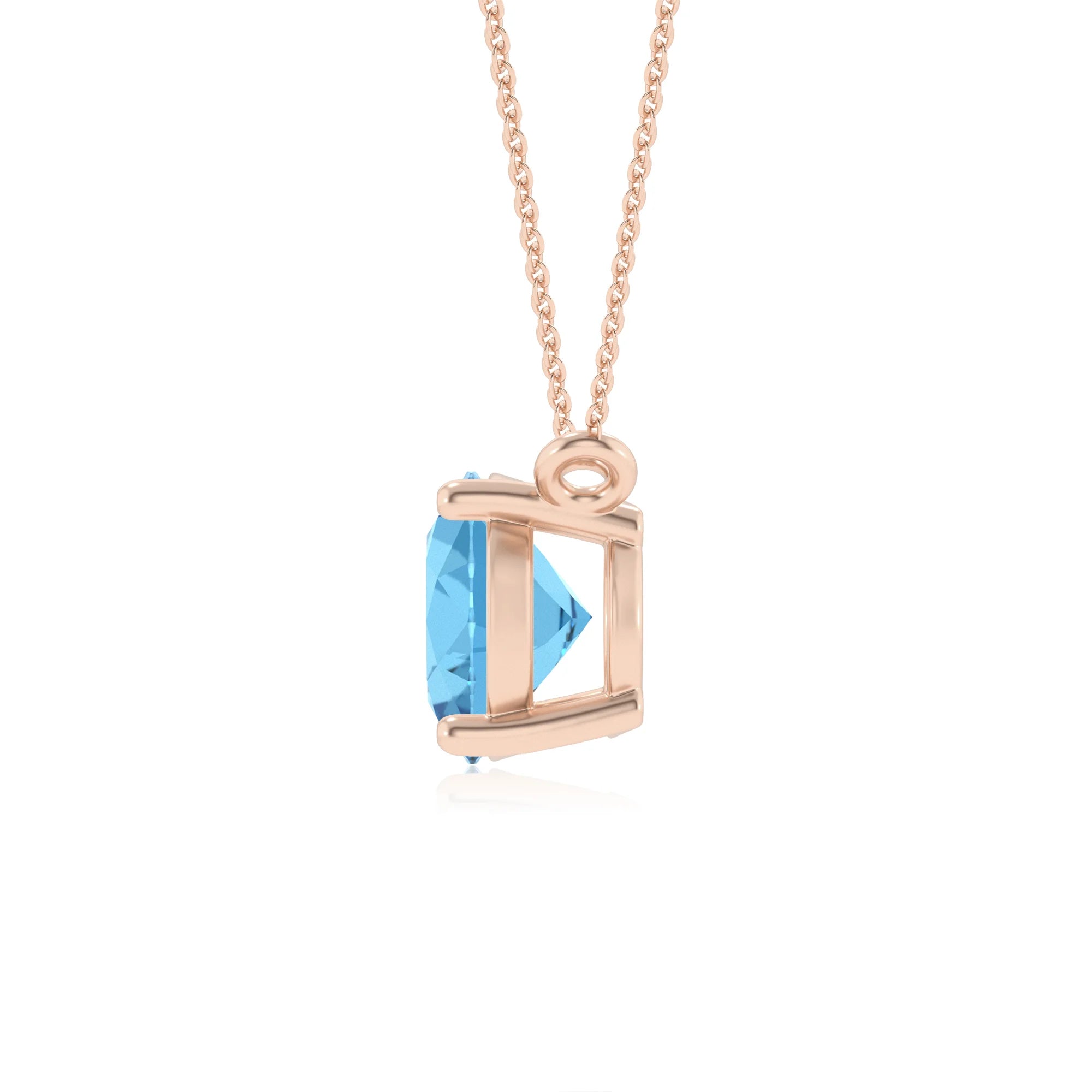natural swiss-blue-topaz oval solitaire necklaces in rose gold